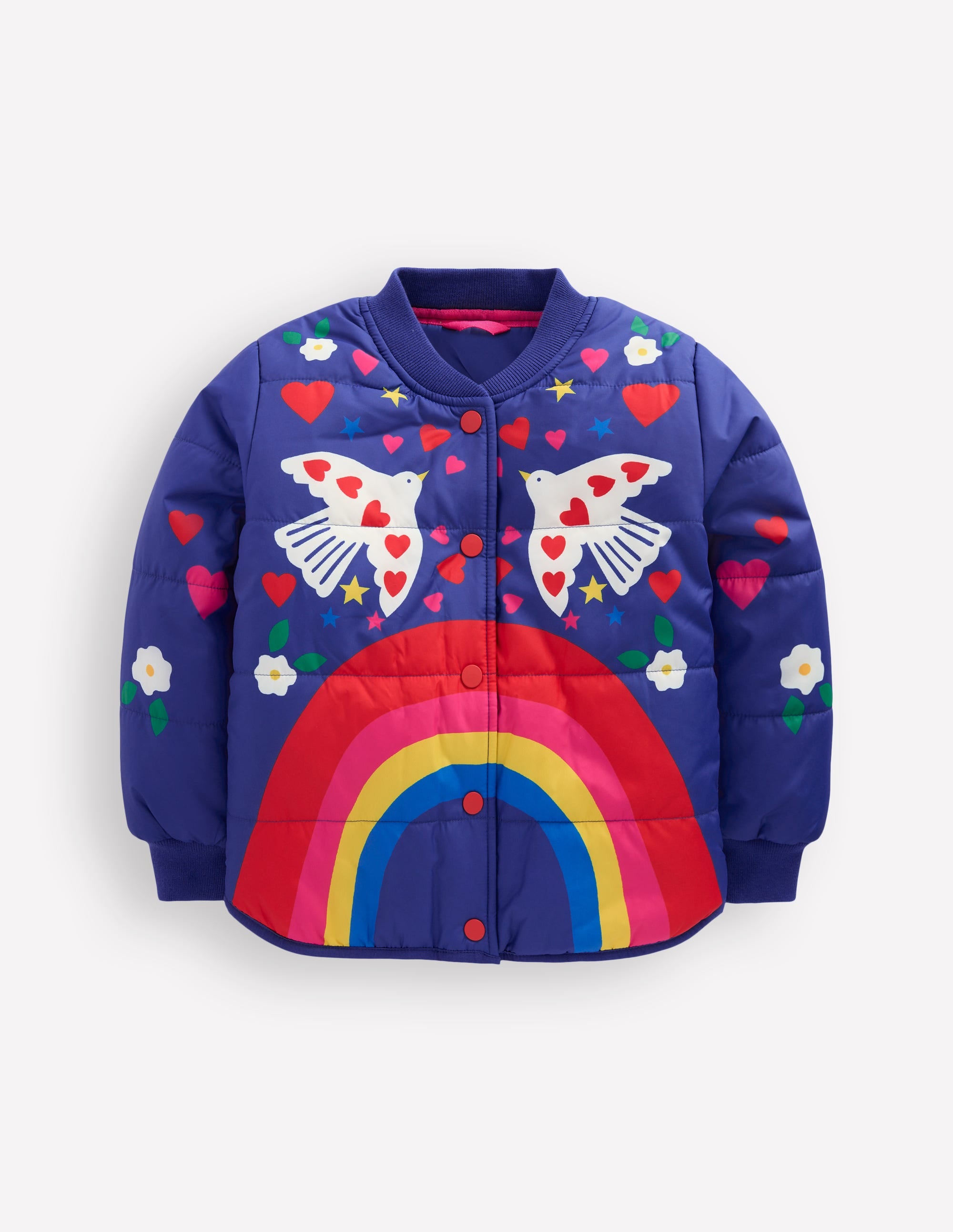Fun Bomber Jacket-Navy Placement Rainbow Print - Image 4