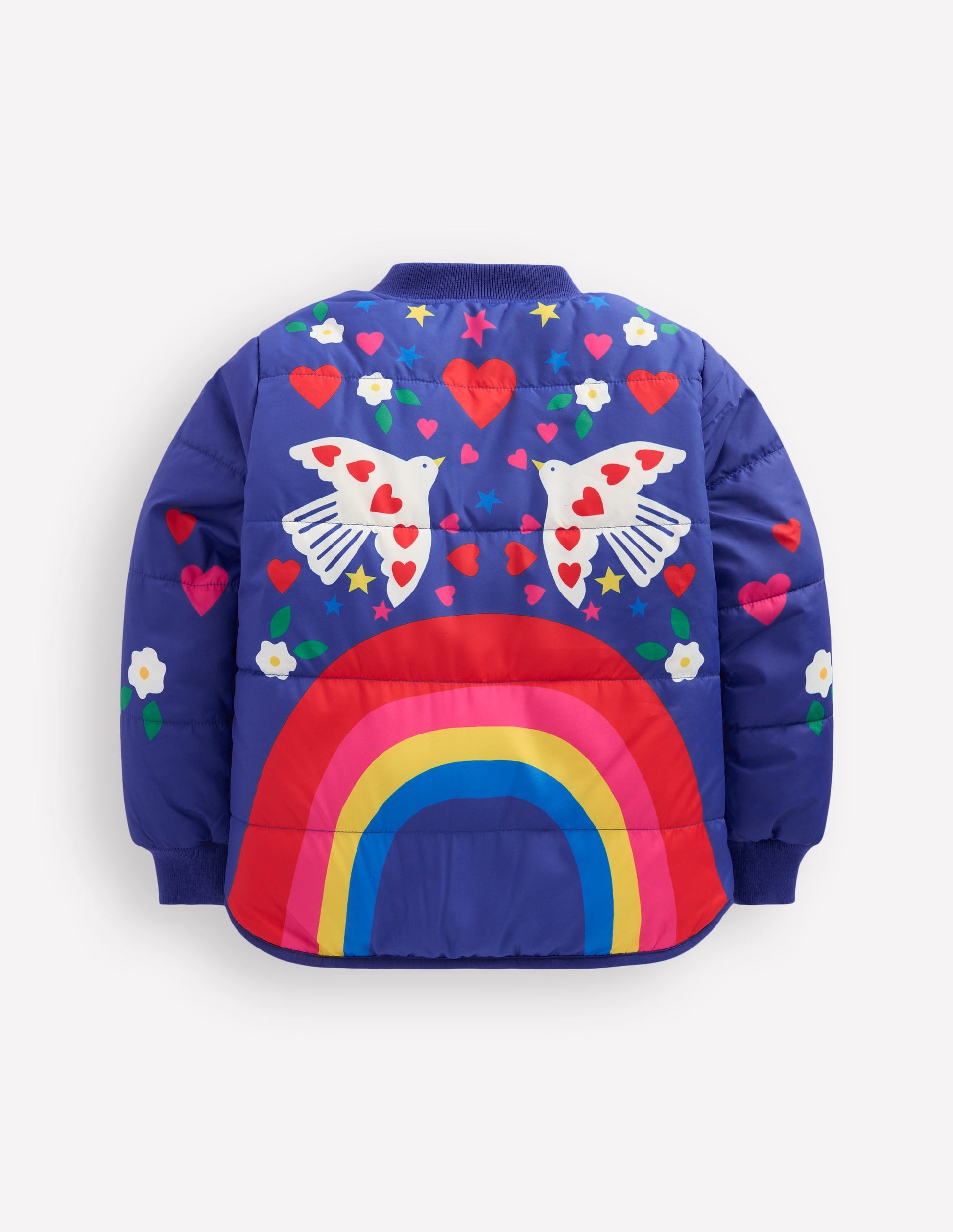 Fun Bomber Jacket-Navy Placement Rainbow Print-5