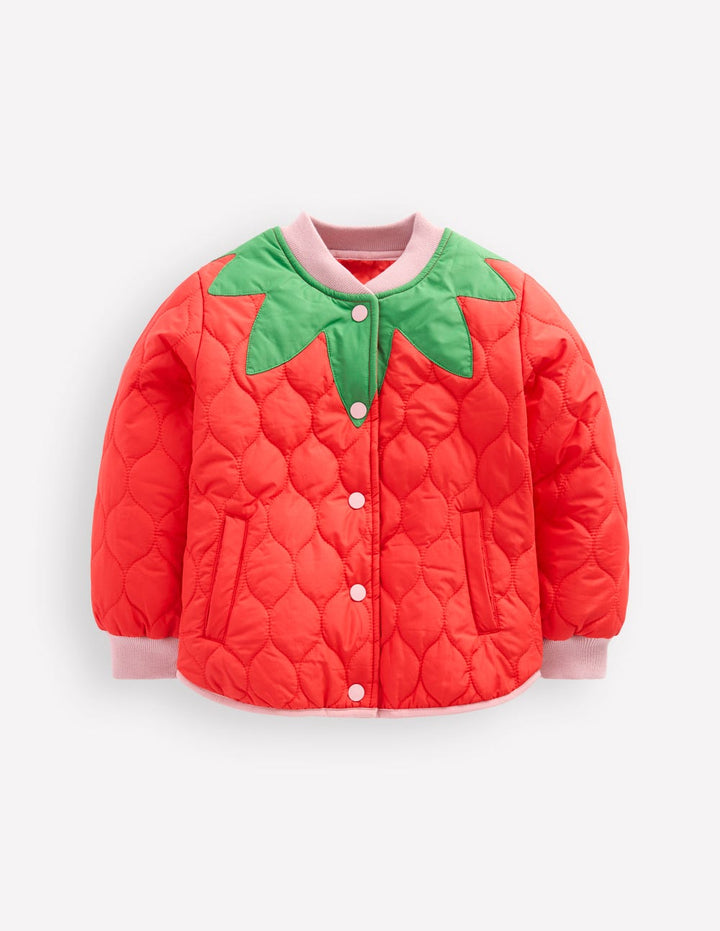 Fun Bomber Jacket-Strawberry Applique