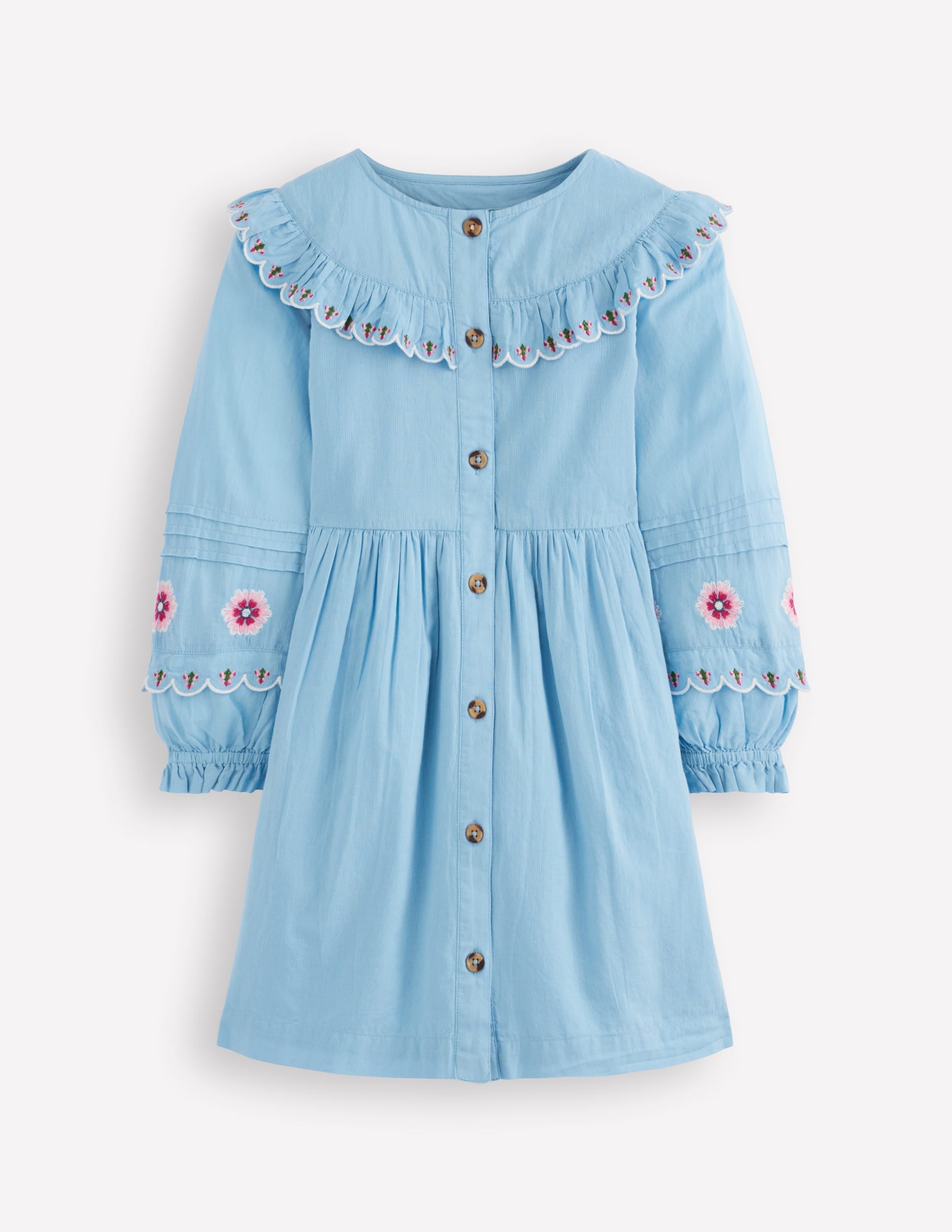 Button Through Blouson Dress-Glacier Blue - Image 1