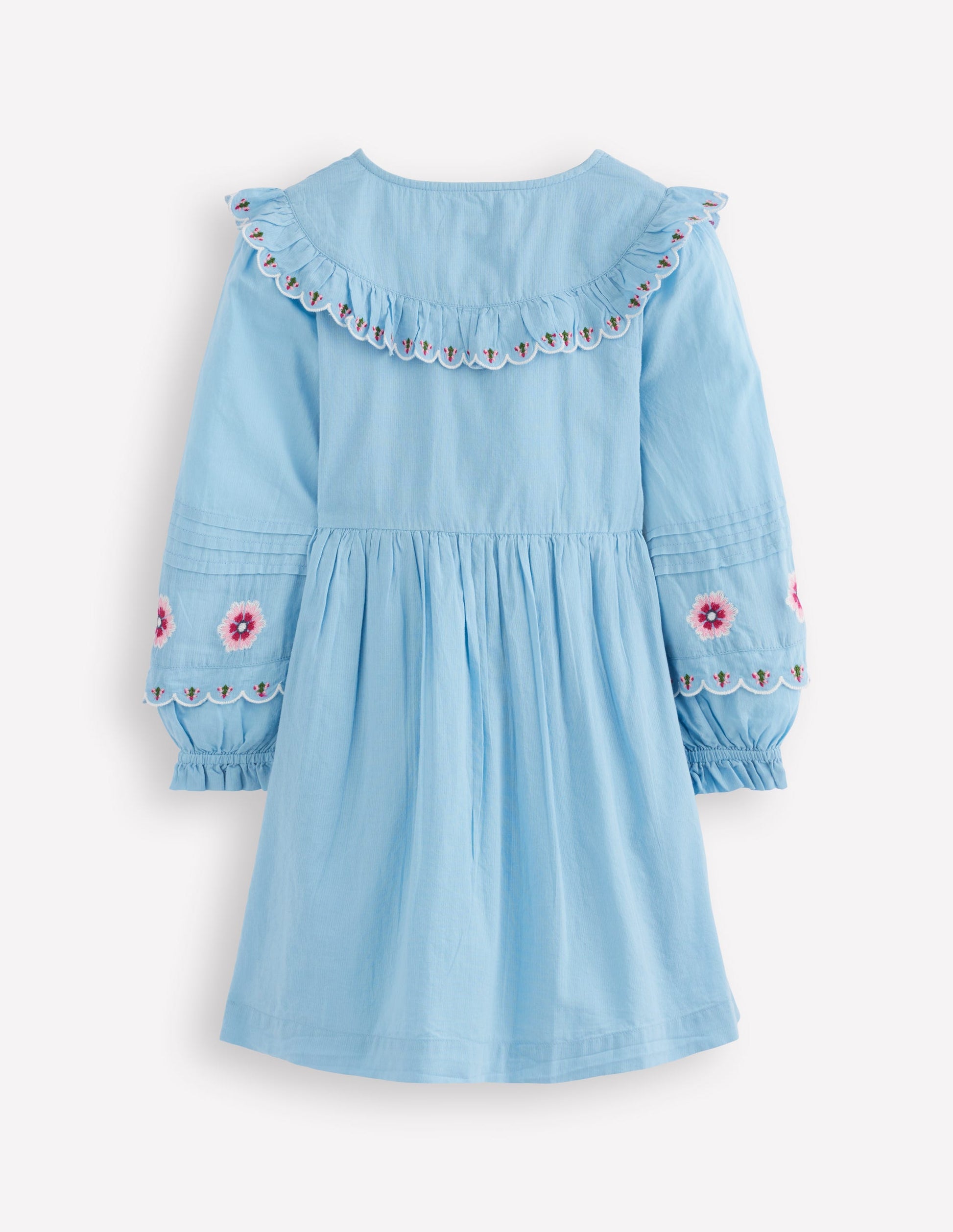 Button Through Blouson Dress-Glacier Blue-2