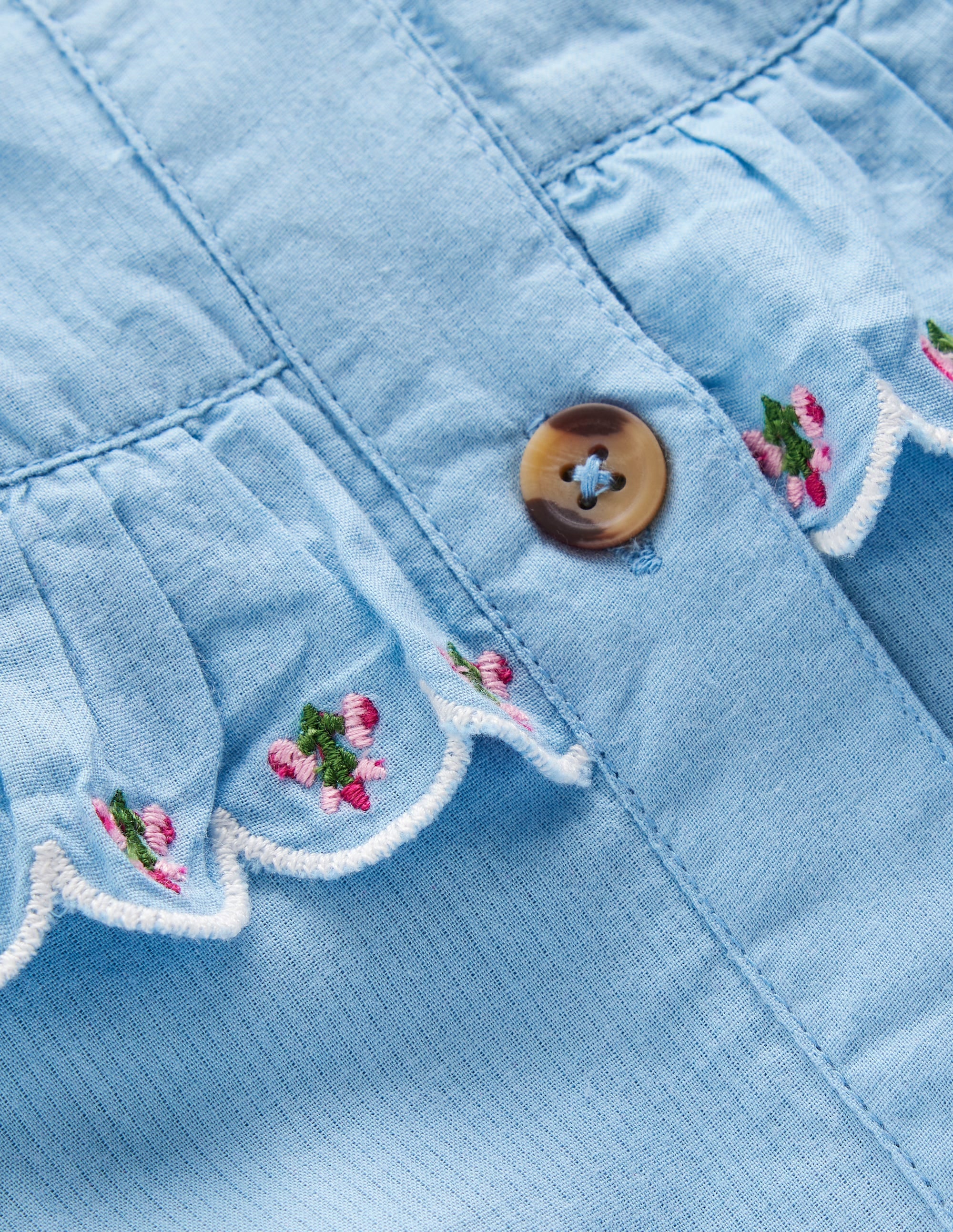 Button Through Blouson Dress-Glacier Blue - Image 3