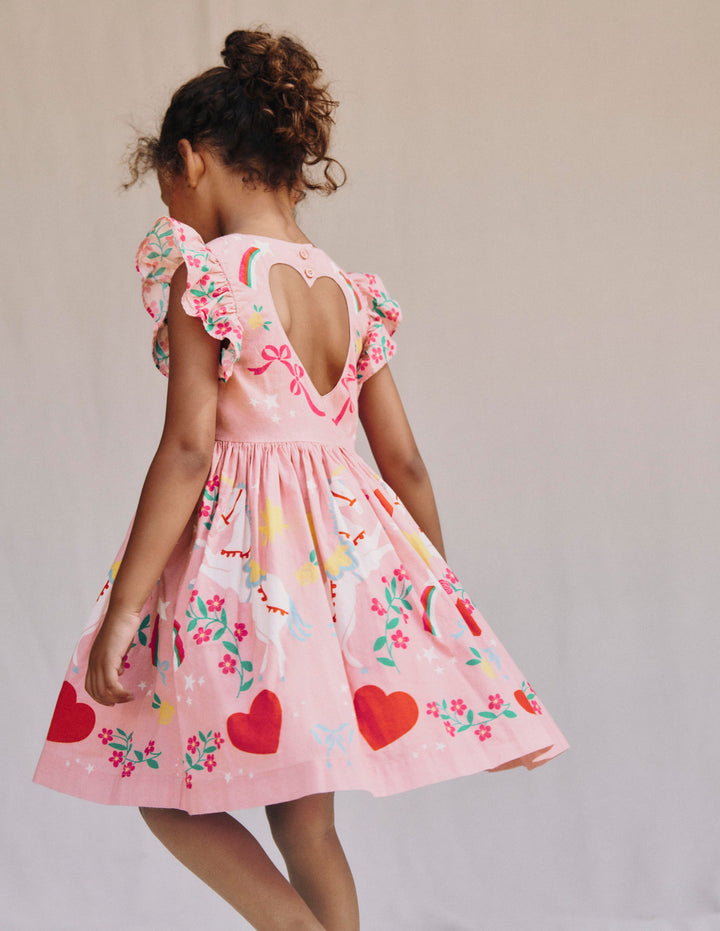 Heart Back Dress-Bubblegum Pink Unicorn