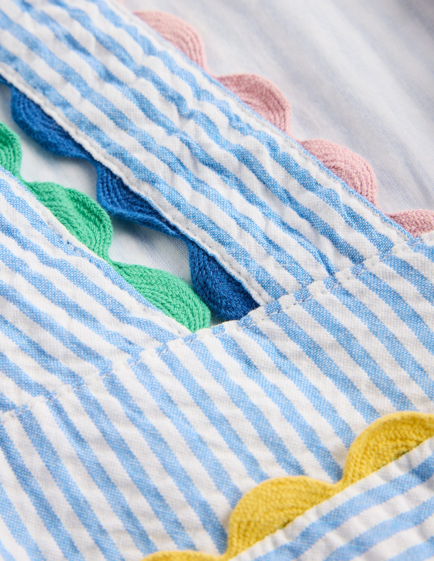 Ric Rac Trim Flutter Dress-Sapphire Blue Stripe