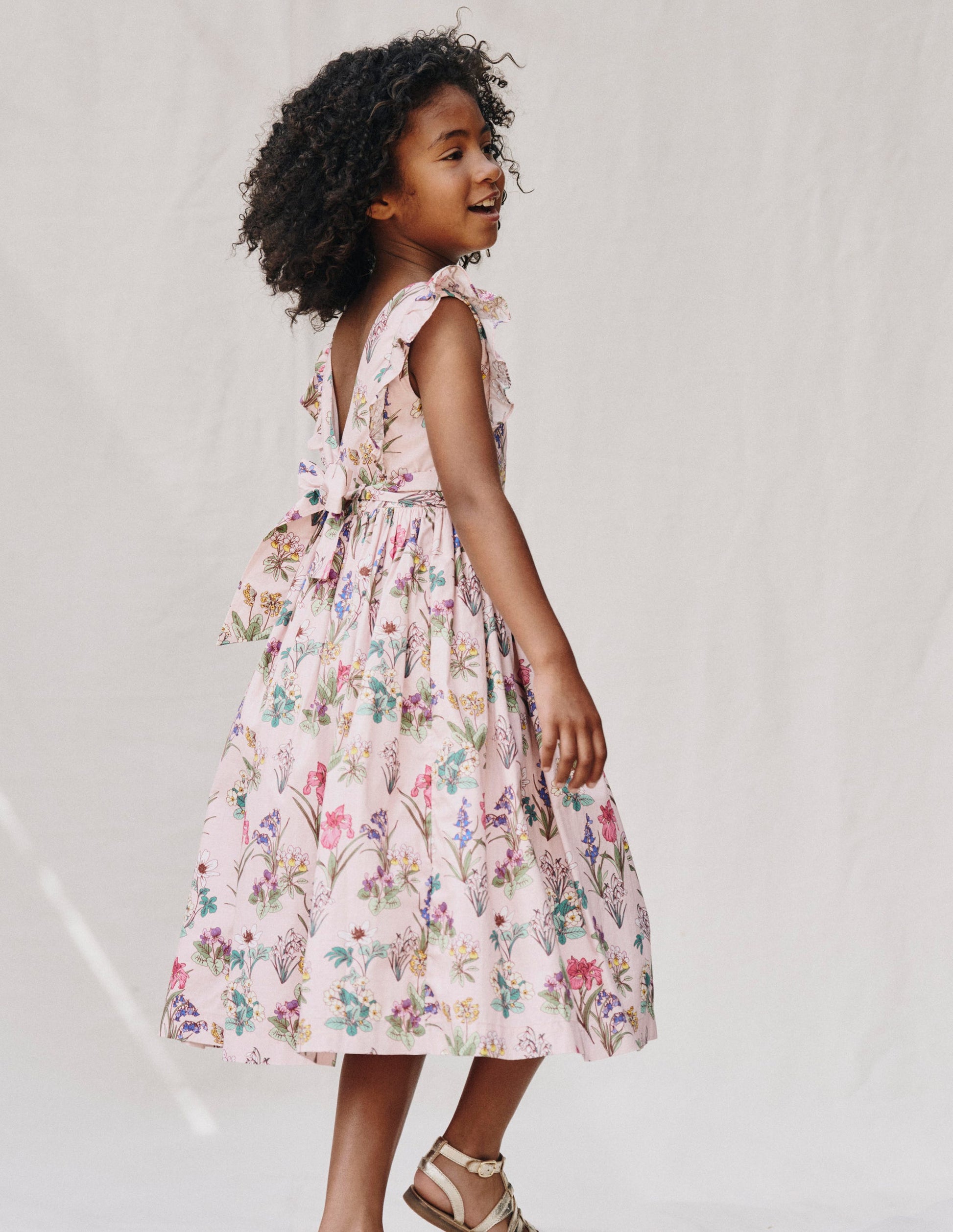 Bow Back Midi Dress-Pink Floral-4