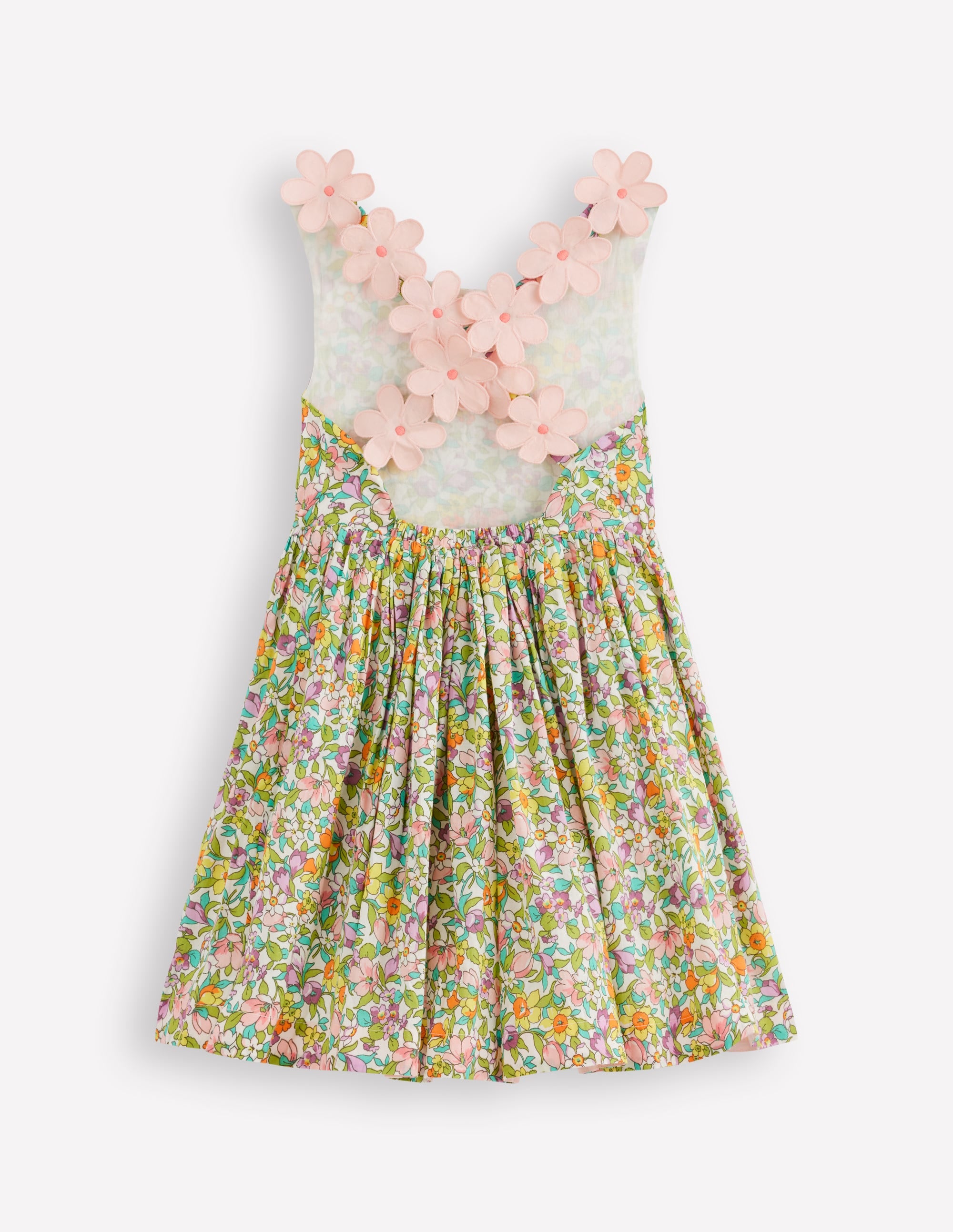 Fun Cross-back Strap Dress-Soft Ivory Florabunda - Image 2