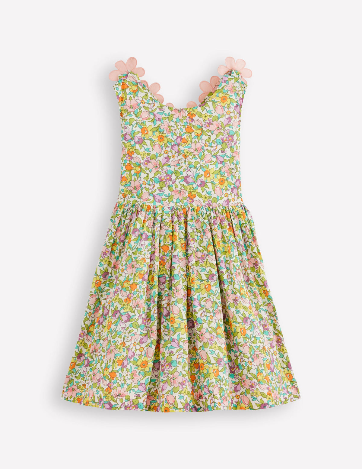 Fun Cross-back Strap Dress-Soft Ivory Florabunda - Image 1