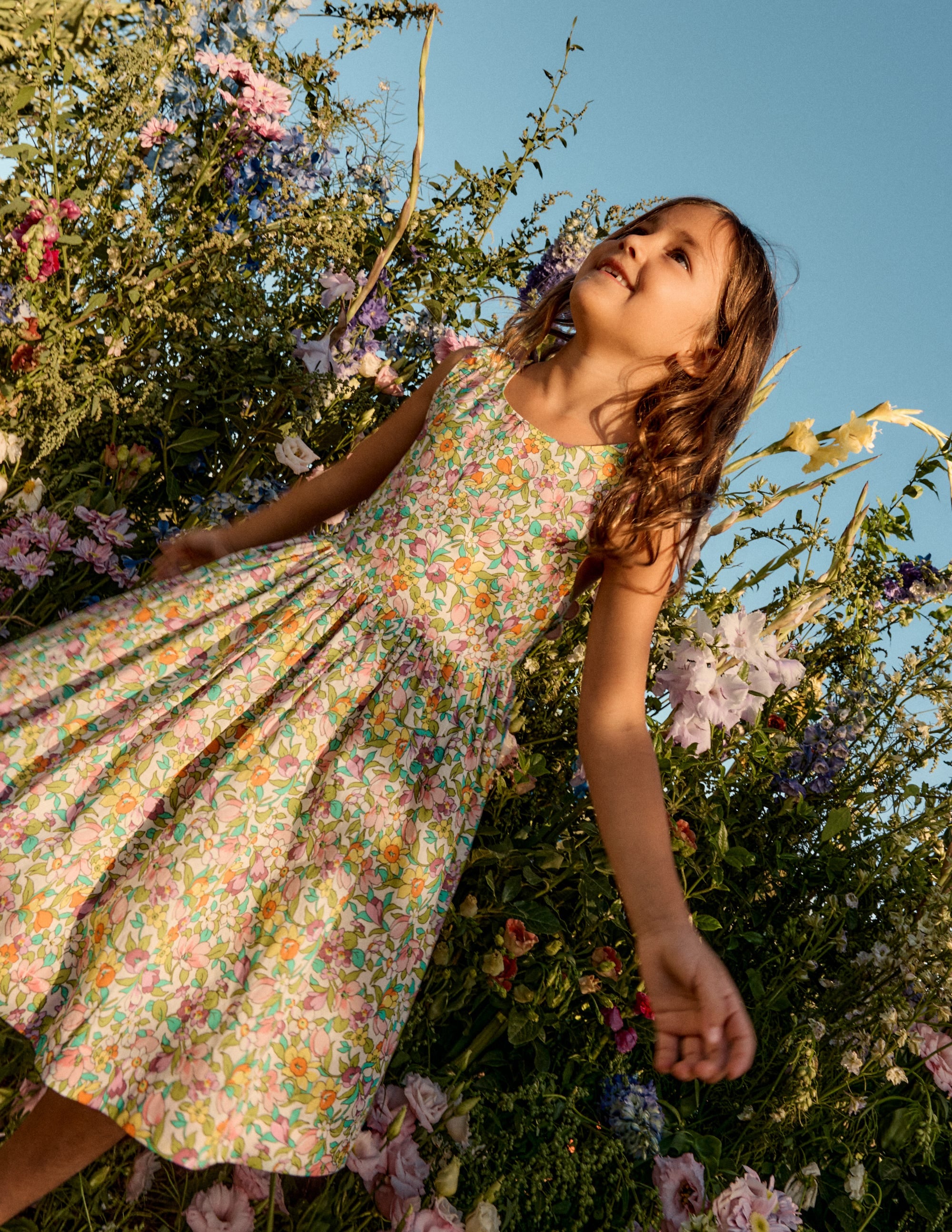 Fun Cross-back Strap Dress-Soft Ivory Florabunda - Image 4