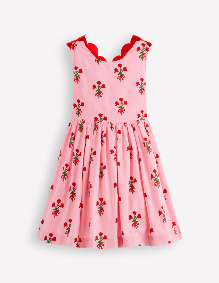 Fun Cross-back Strap Dress-Bubblegum Pink Posy