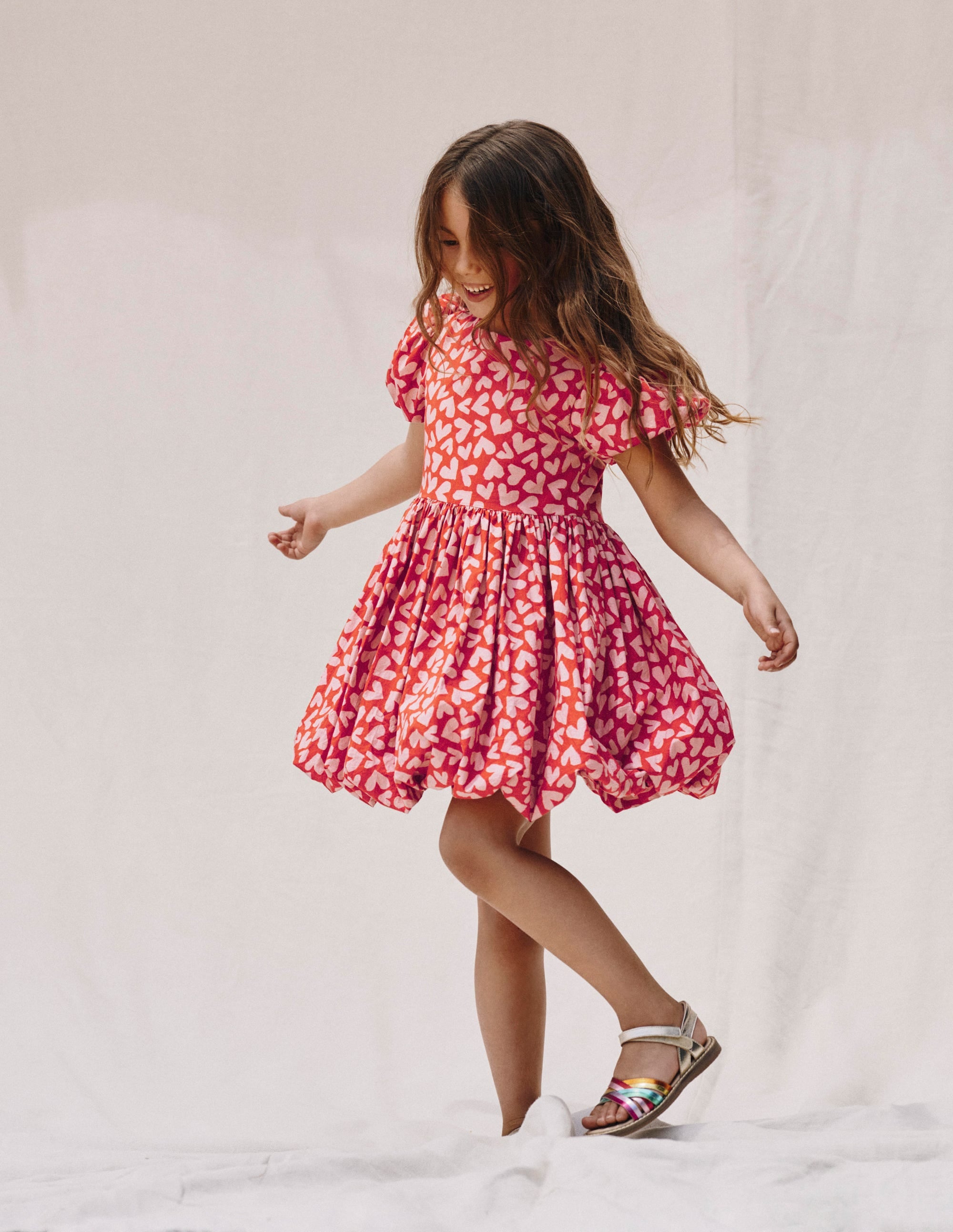 Bubble Hem Dress-Red Hearts - Image 4