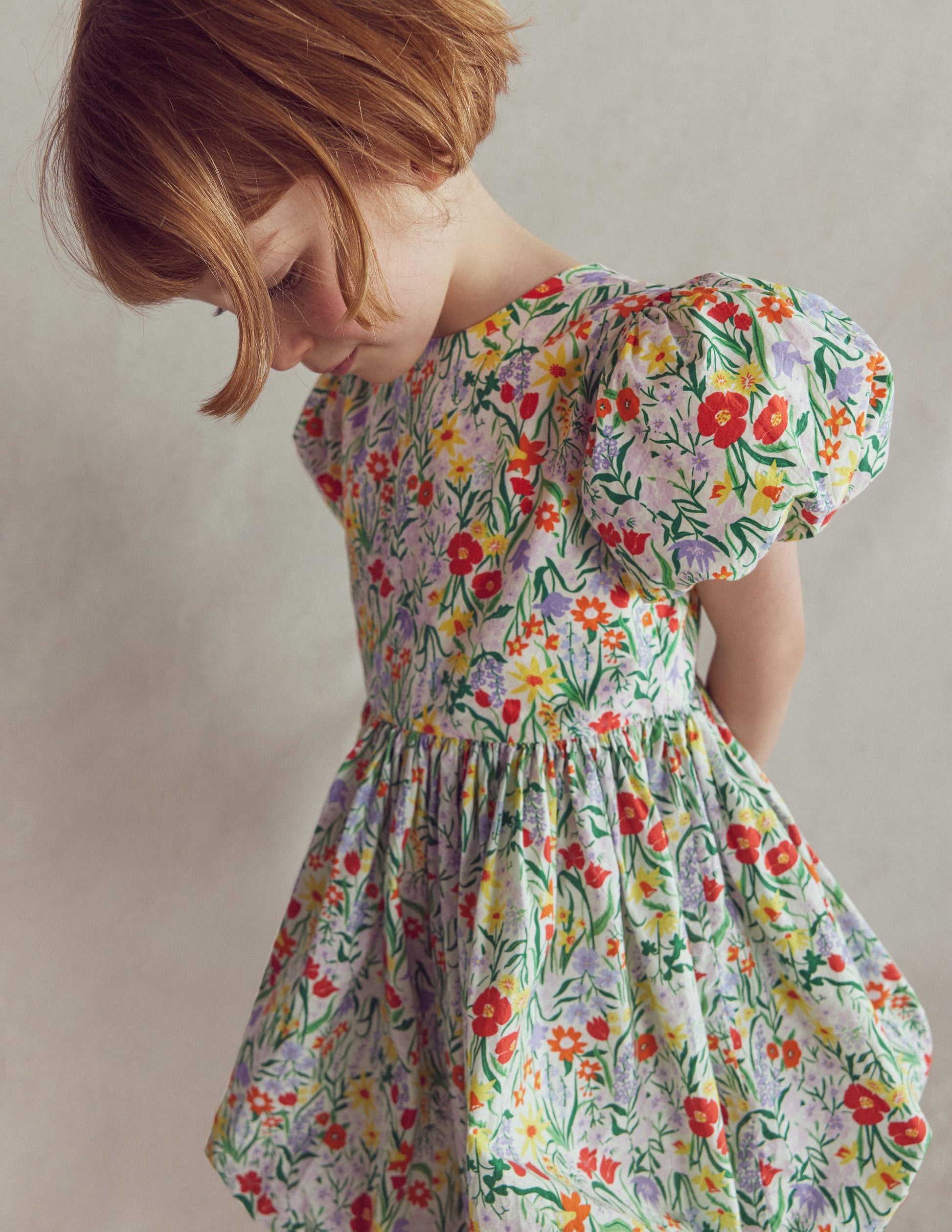 Bubble Hem Dress-Honeysuckle Flower Vine-1