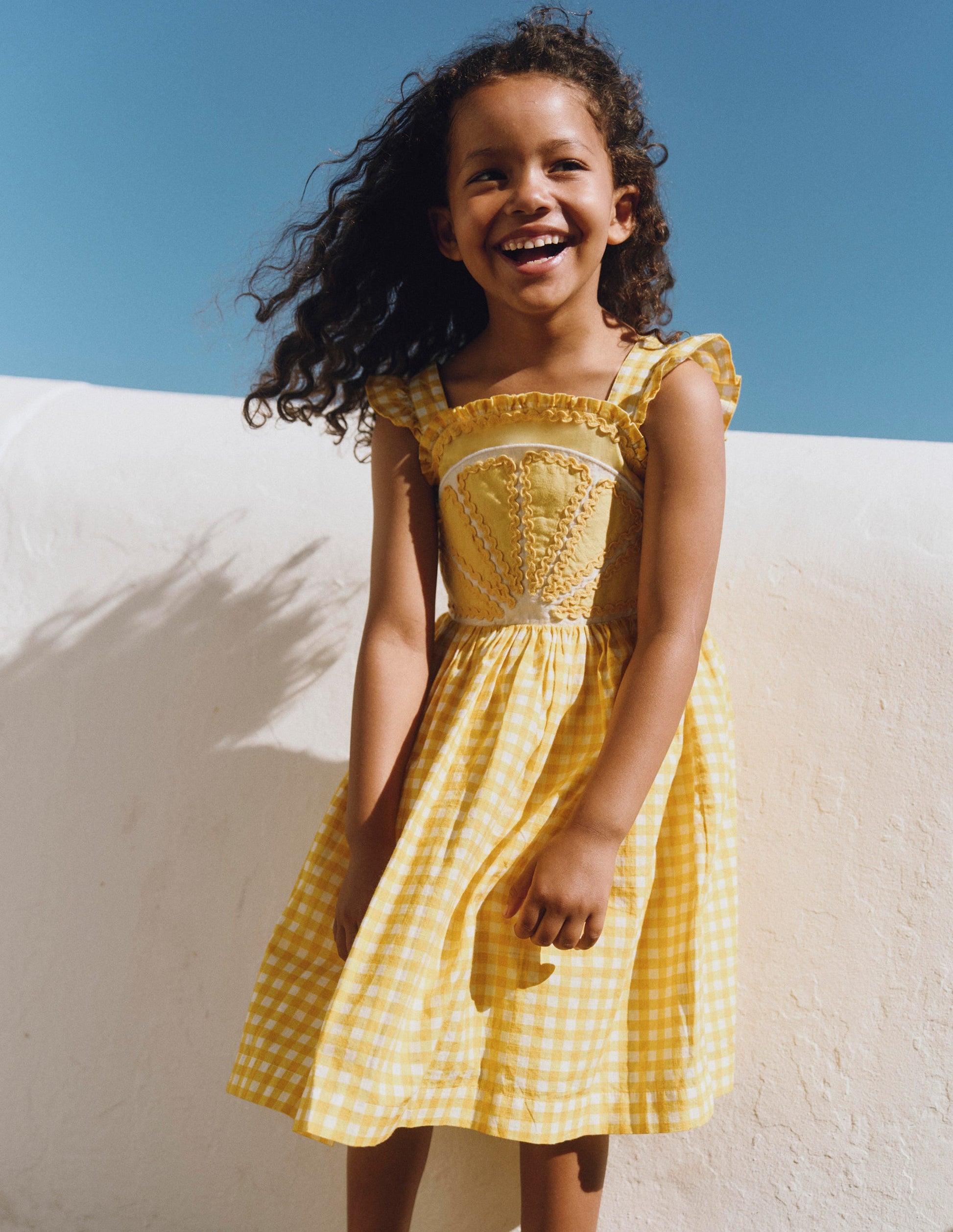 Novelty Strappy Dress-Lemon Gingham-1