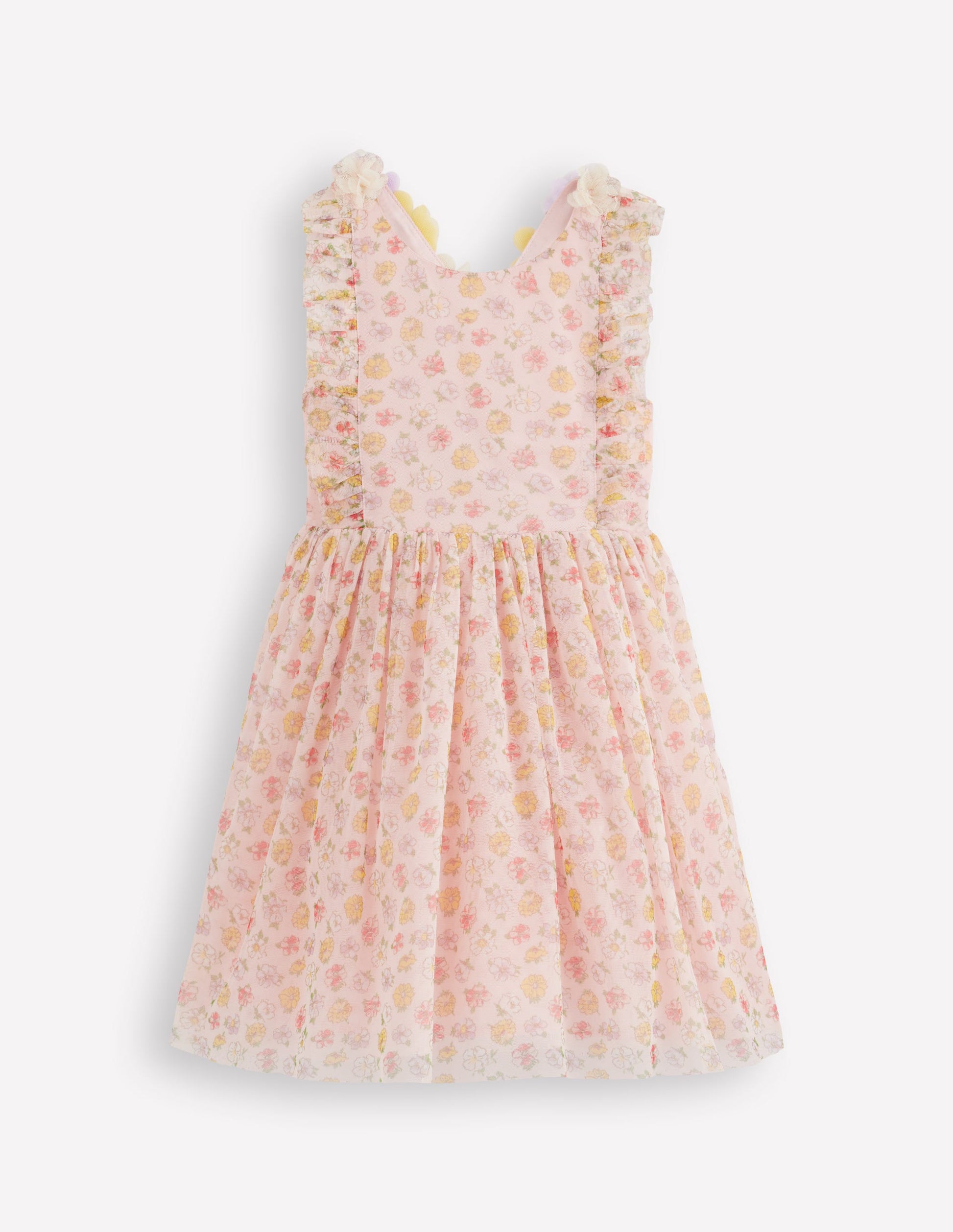 Flutter Strap Back Dress-Soft Ivory Rosa-2