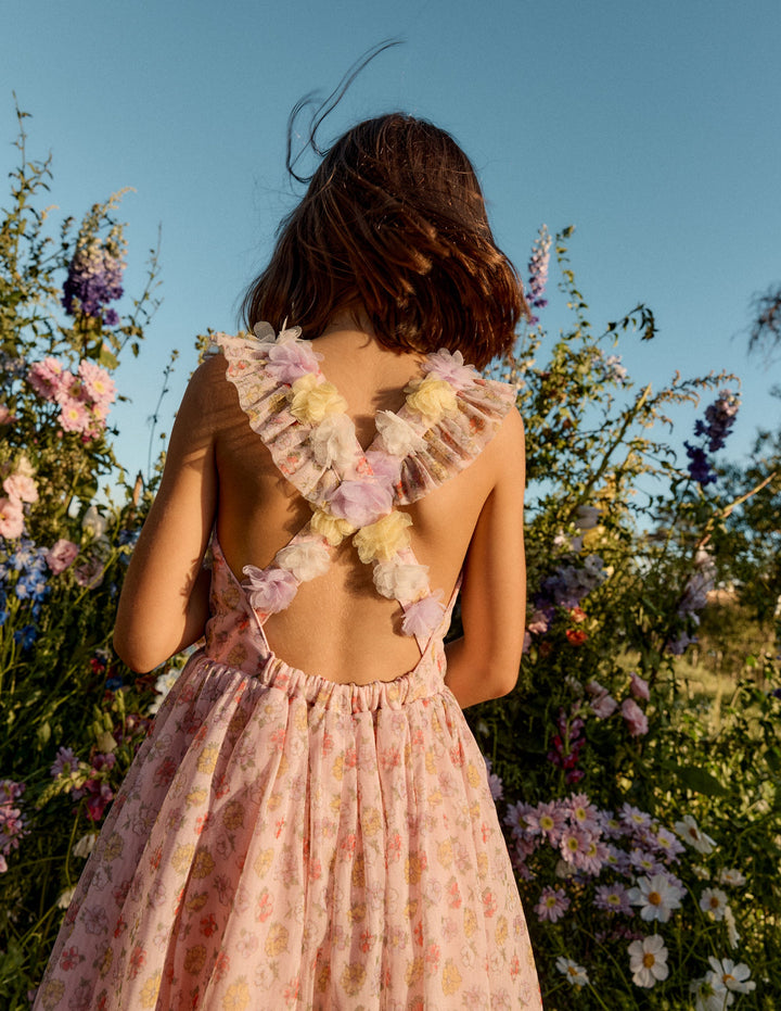 Flutter Strap Back Dress-Soft Ivory Rosa