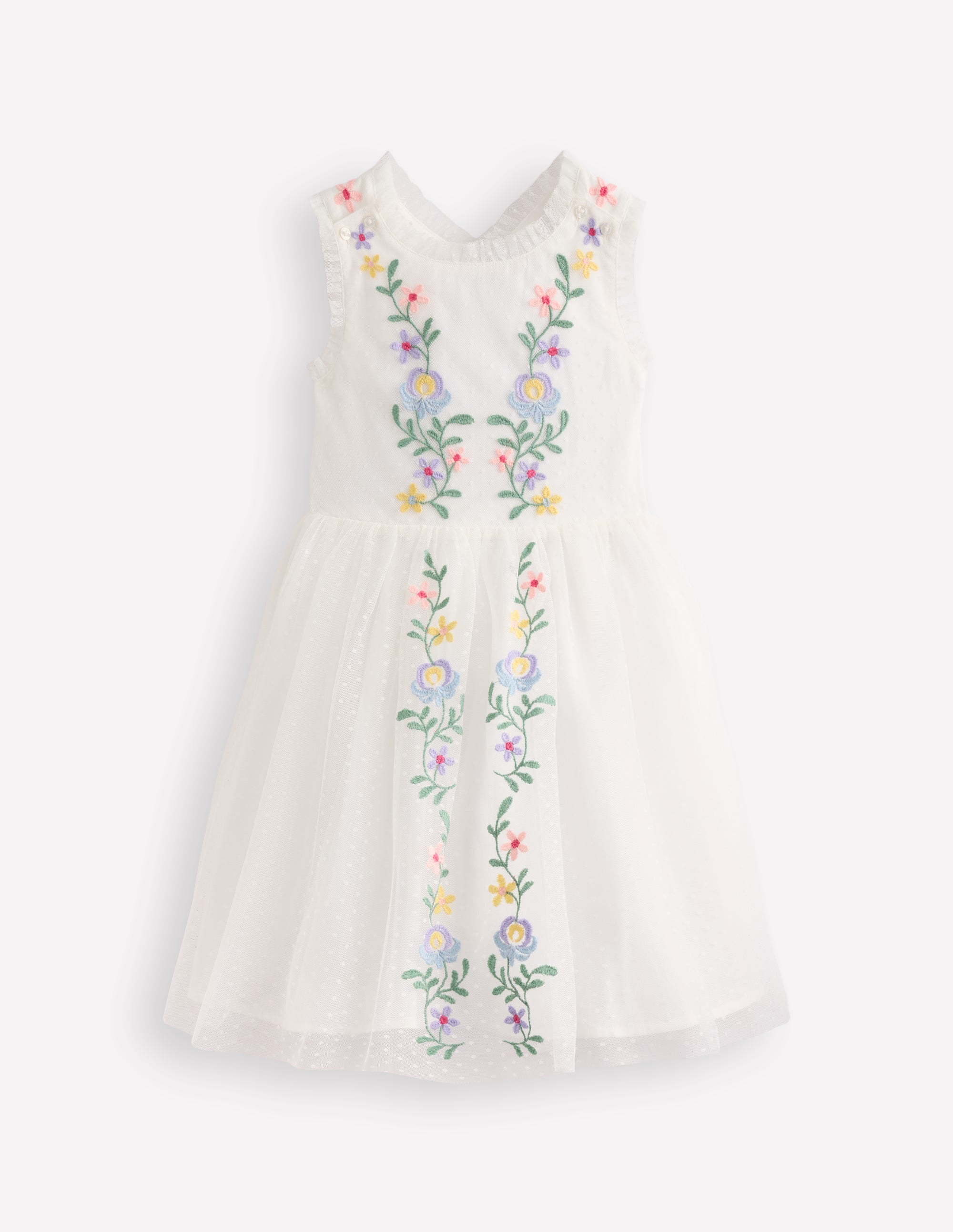 Tulle Cross Back Dress-Soft Ivory - Image 1