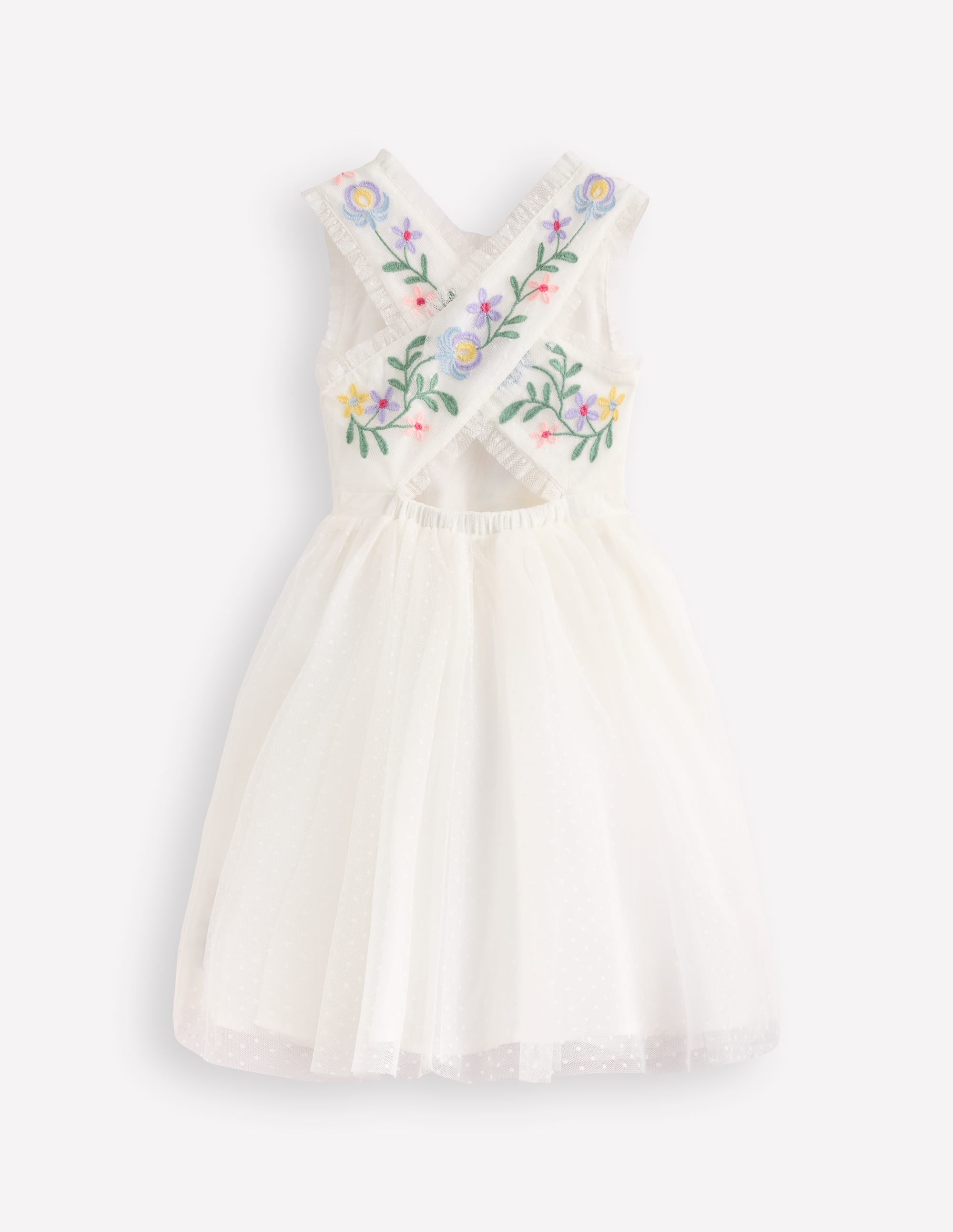 Tulle Cross Back Dress-Soft Ivory - Image 2