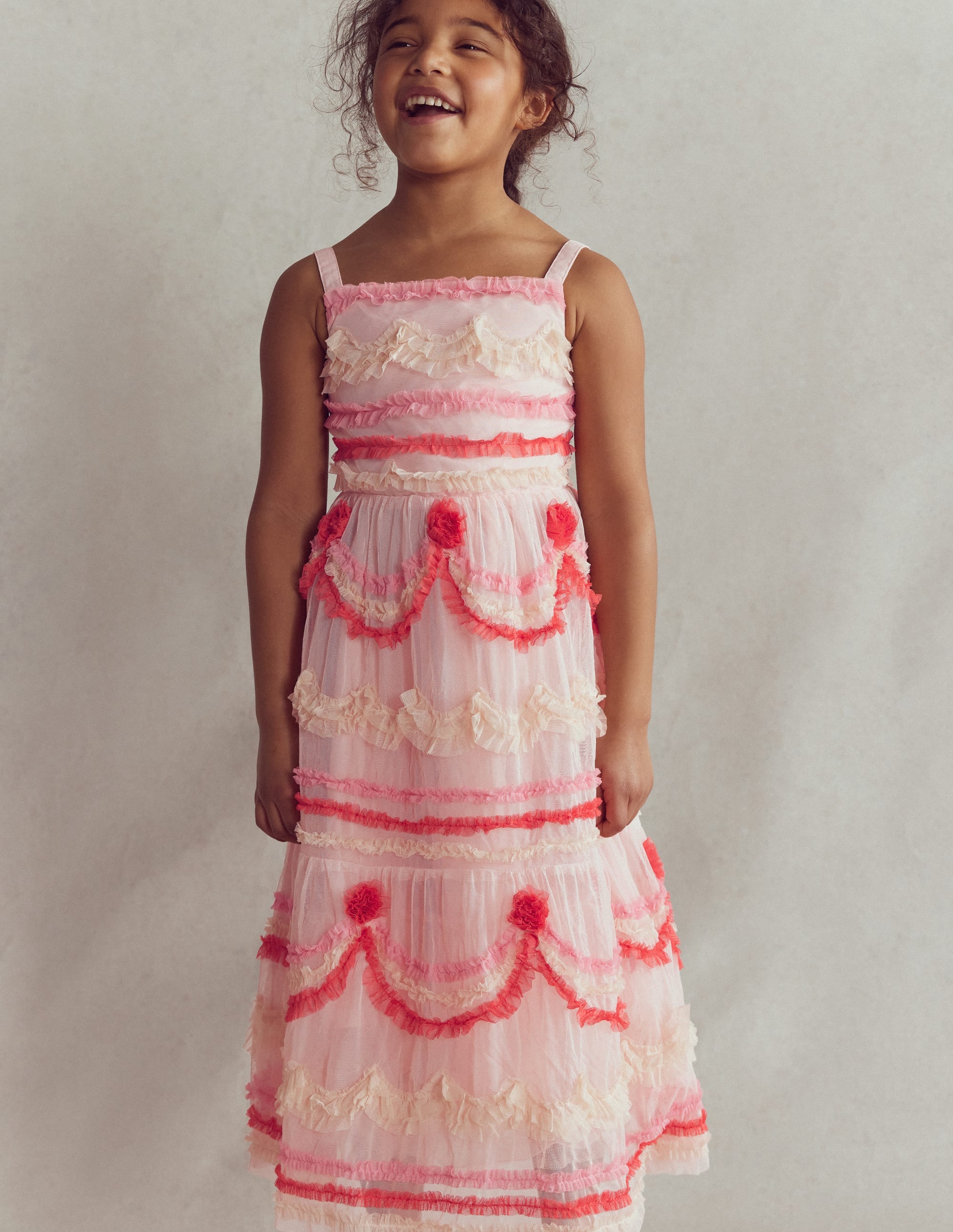 Tiered Cake Tulle Dress-Chalk Pink Cake - Image 1