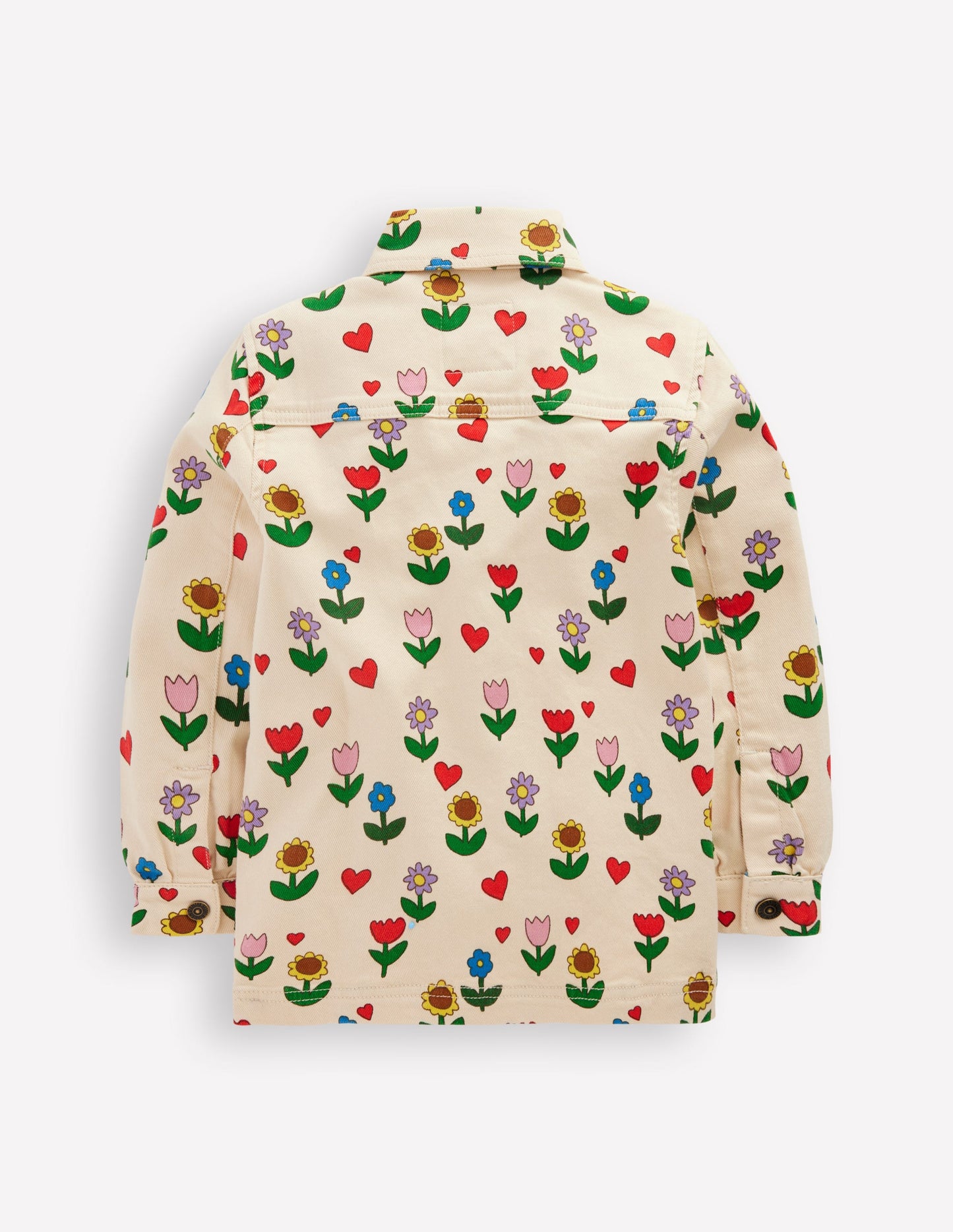 Denim Jacket-Ivory Sunflower Garden