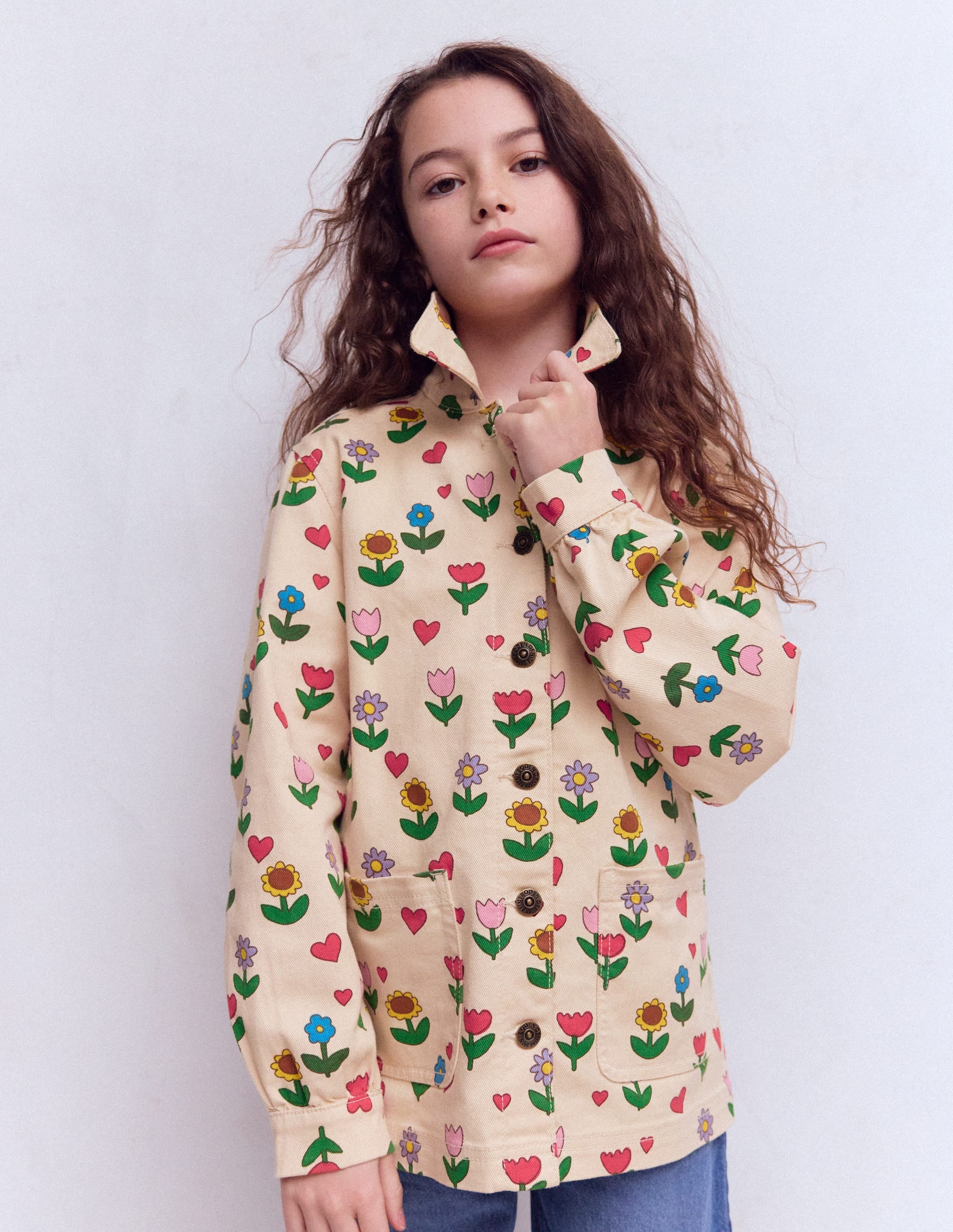 ジャケット・アウター LAD MUSICIAN 23ms PAINT FLOWER 2B JACKET Denim Jacket - Ivory Sunflower Garden | Boden Global