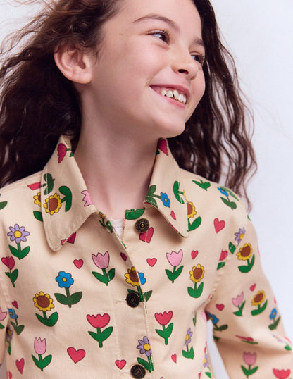 Denim Jacket-Ivory Sunflower Garden-3