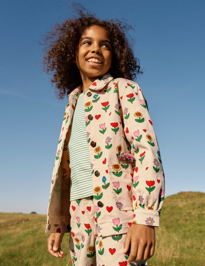 Denim Jacket-Ivory Sunflower Garden-1