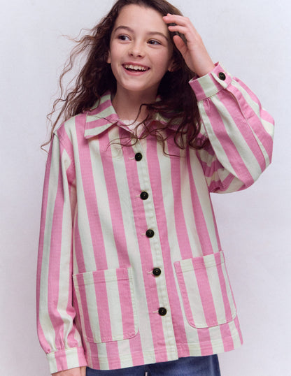 Denim Jacket-Pink Stripes-1