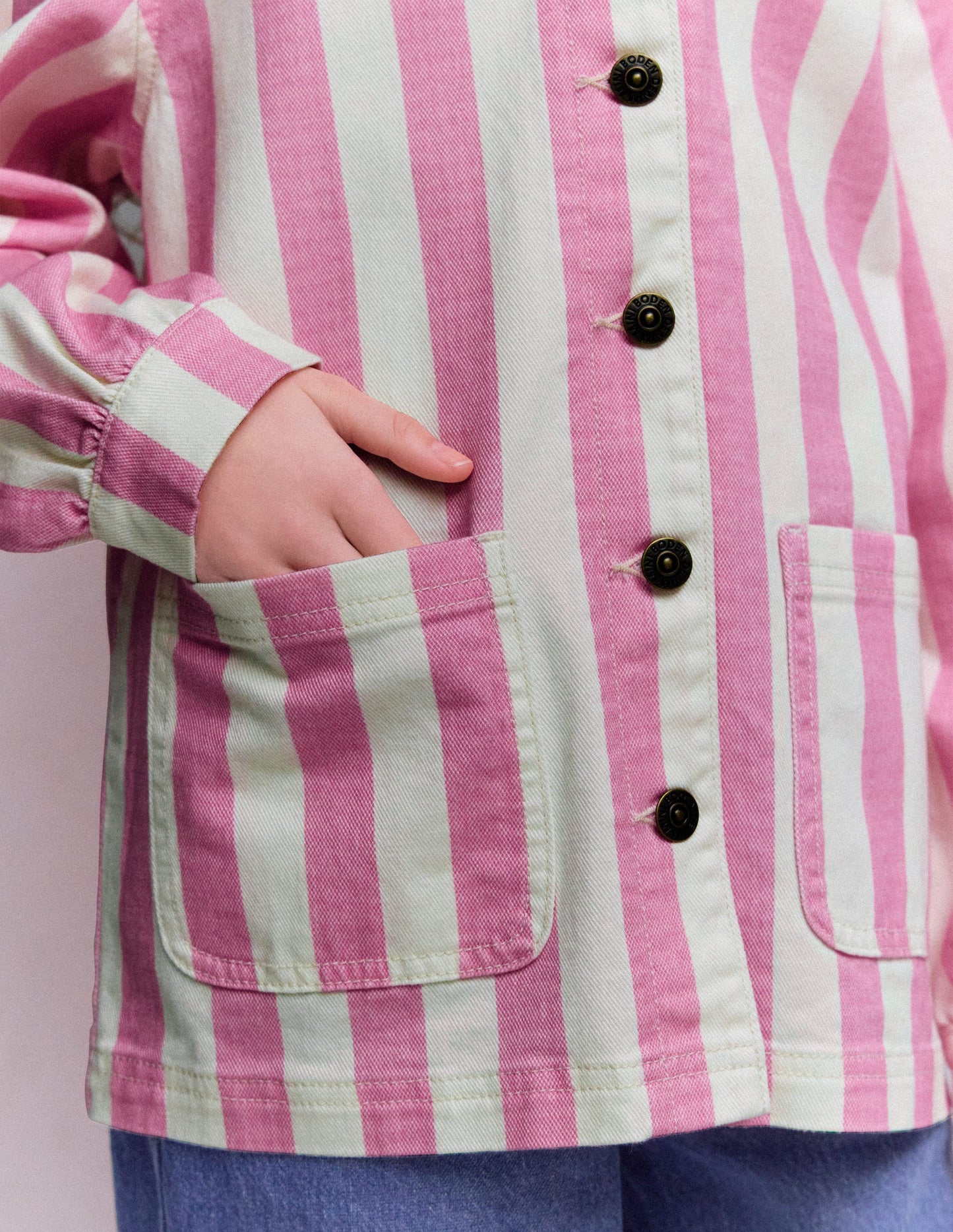 Denim Jacket-Pink Stripes