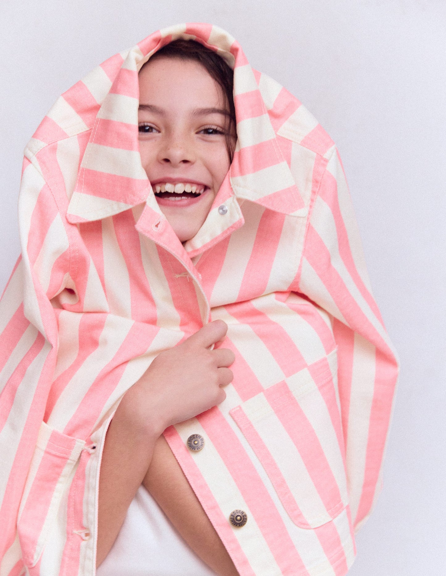 Denim Jacket-Pink Stripes