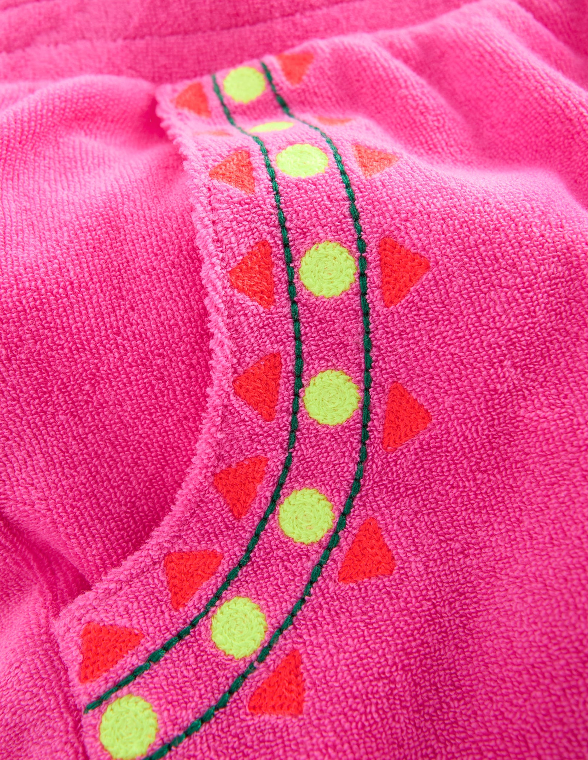 Straight Towelling Trousers-Pink Embroidered-5