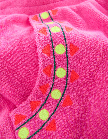 Straight Towelling Trousers-Pink Embroidered-5