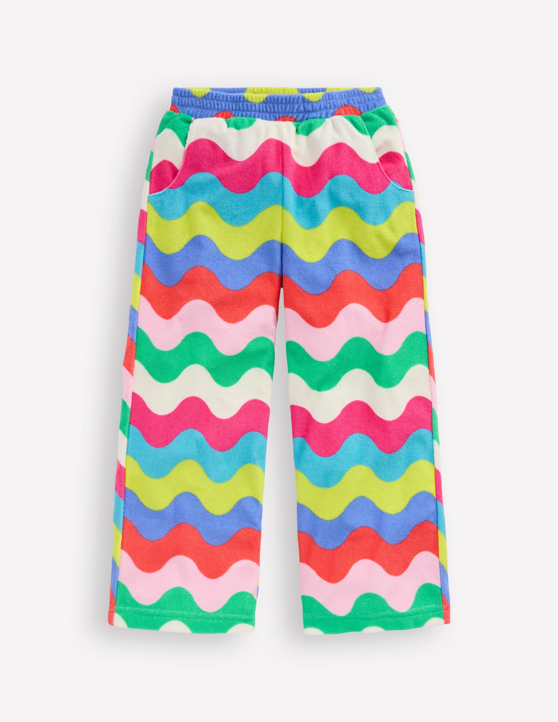 Straight Towelling Trousers-Multi Wave Stripe-1