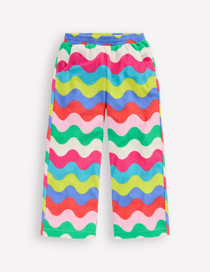 Straight Towelling Trousers-Multi Wave Stripe-1