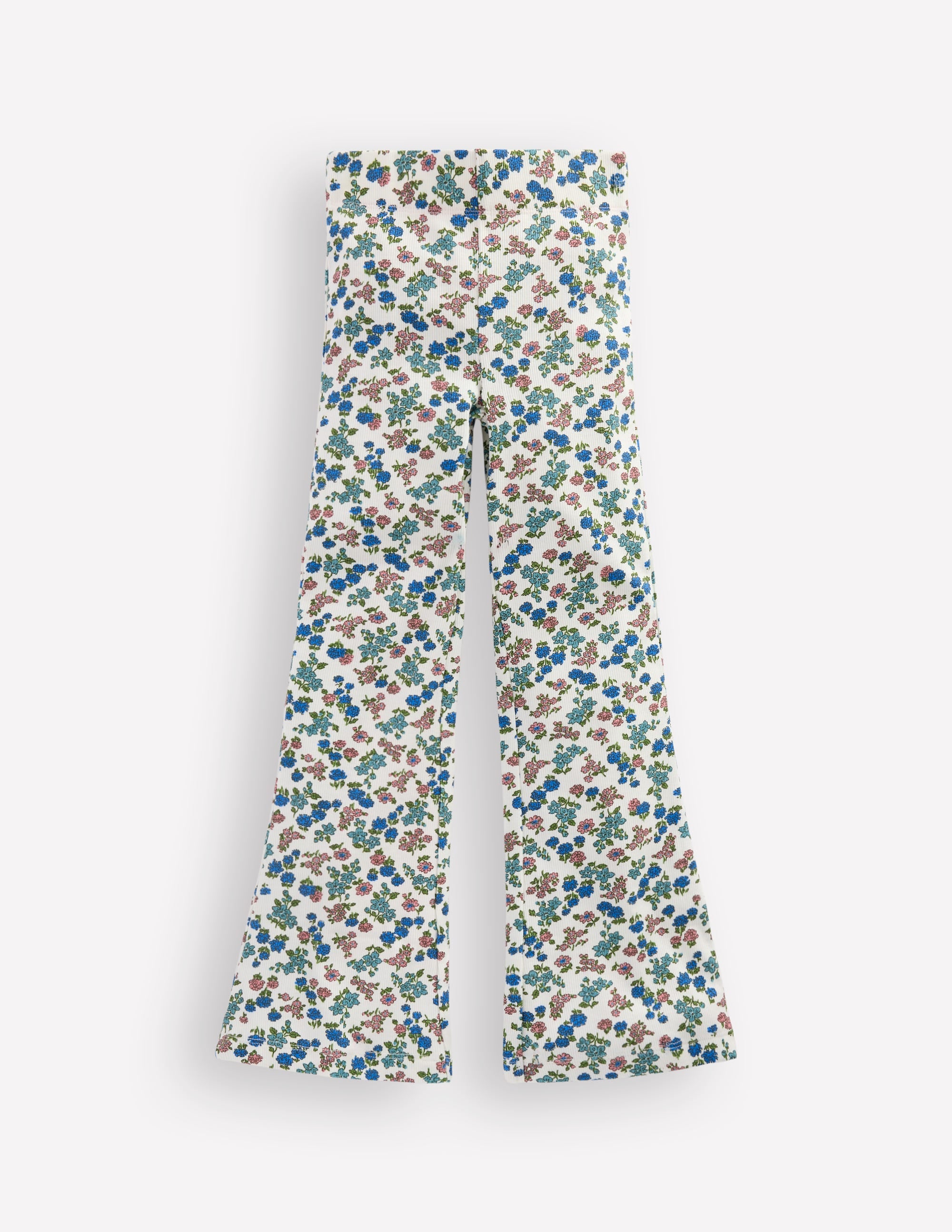 Ribbed Flared Leggings-Soft Ivory Floral - Image 1