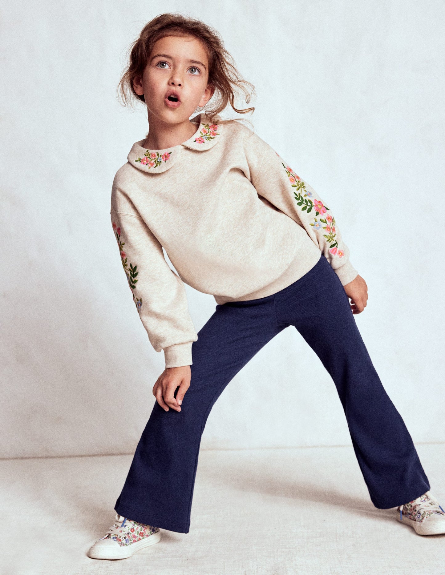 Ribbed Flared Legging-College Navy