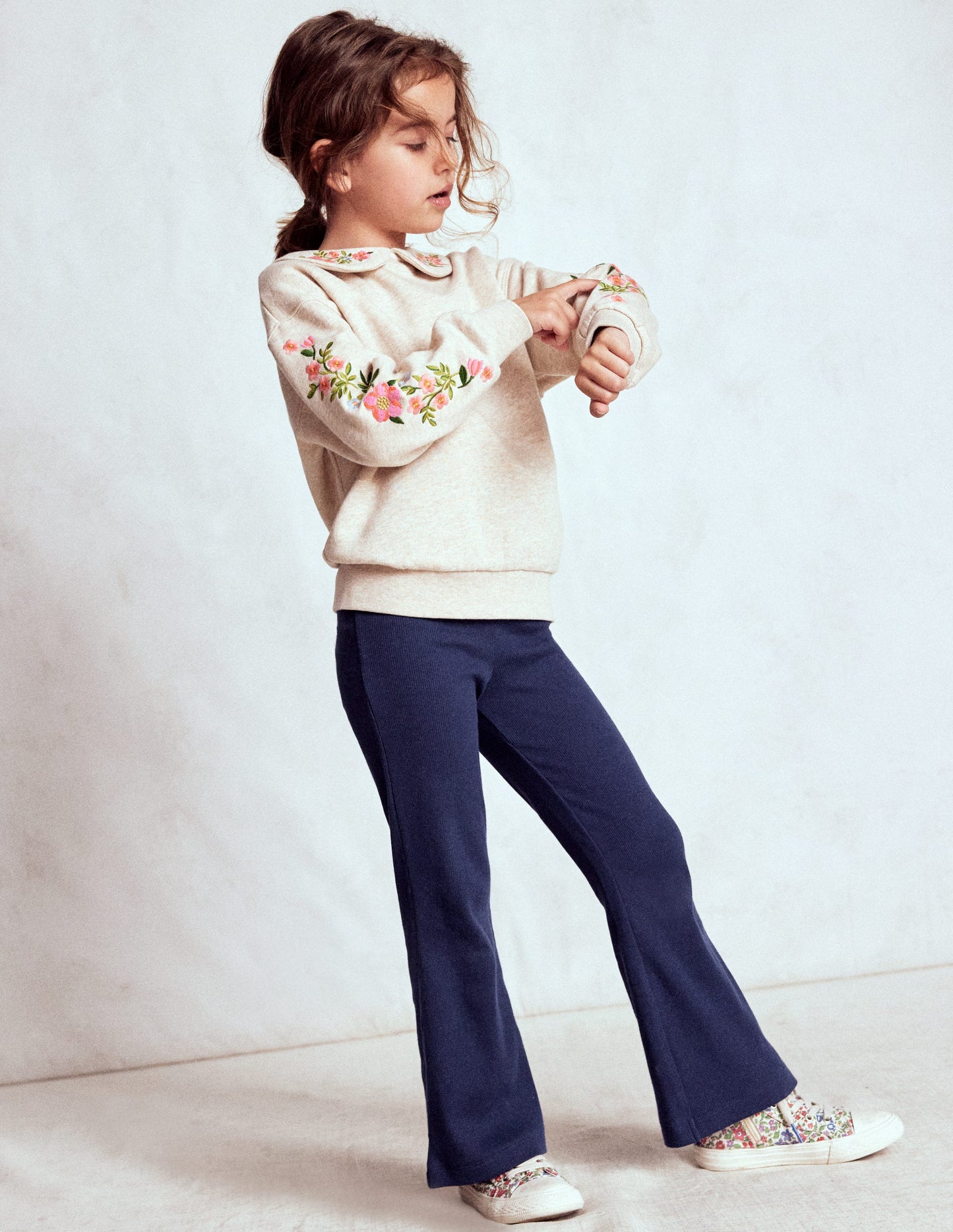 Ribbed Flared Legging-College Navy