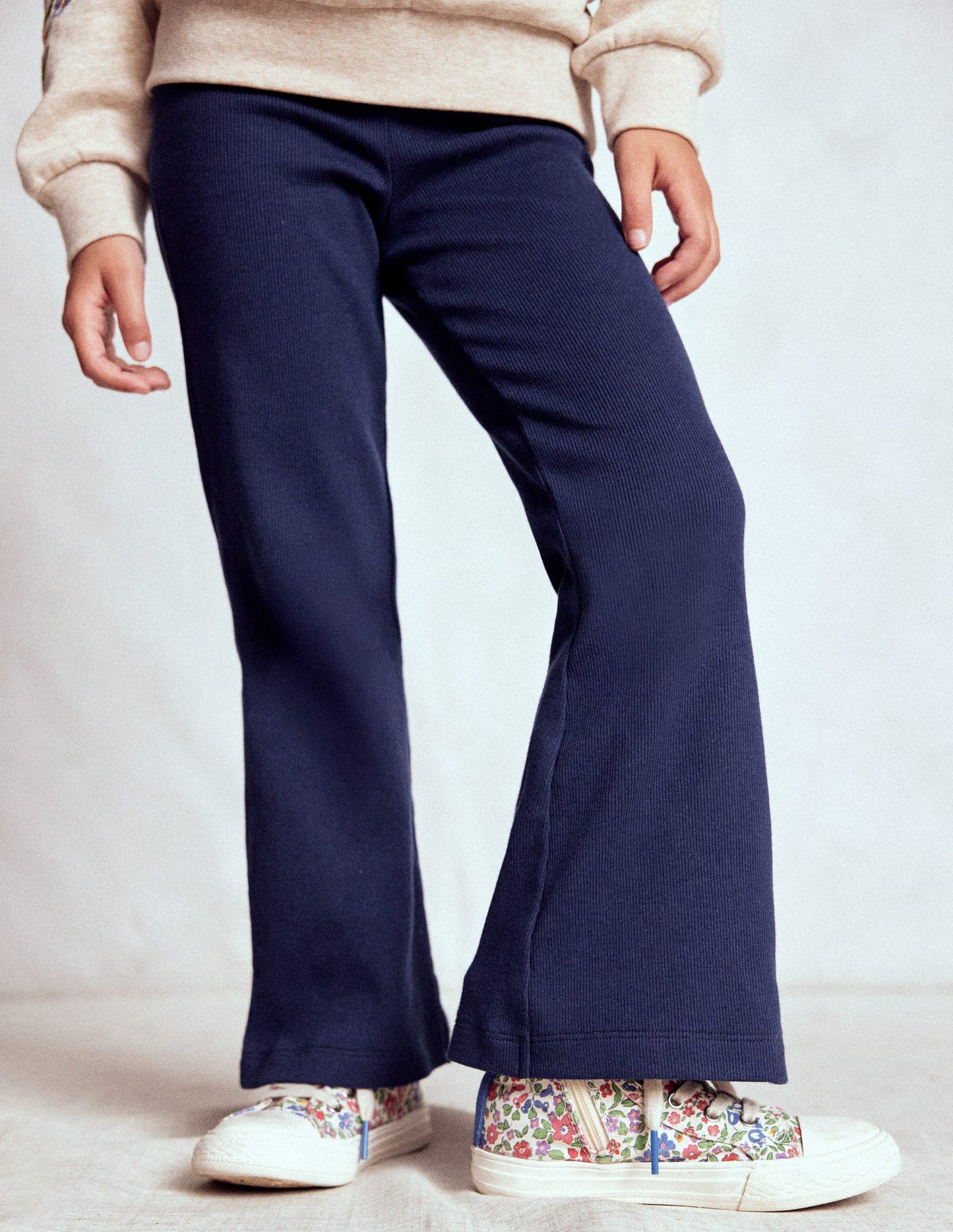 Ribbed Flared Legging-College Navy