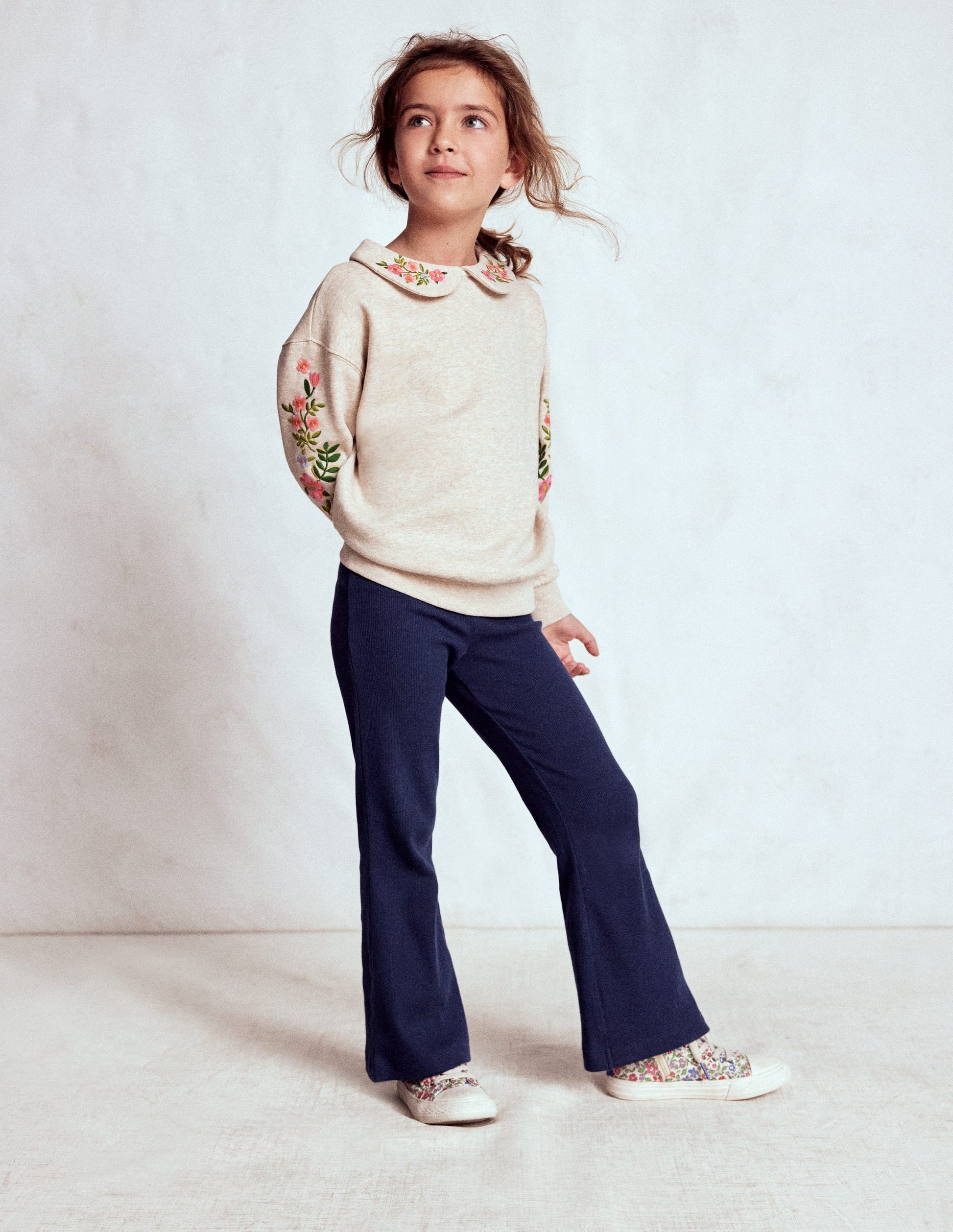 Ribbed Flared Legging-College Navy-4