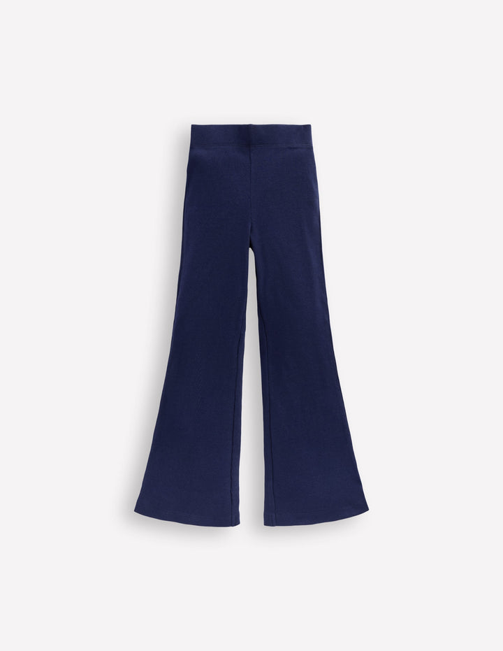 Ribbed Flared Leggings-College Navy