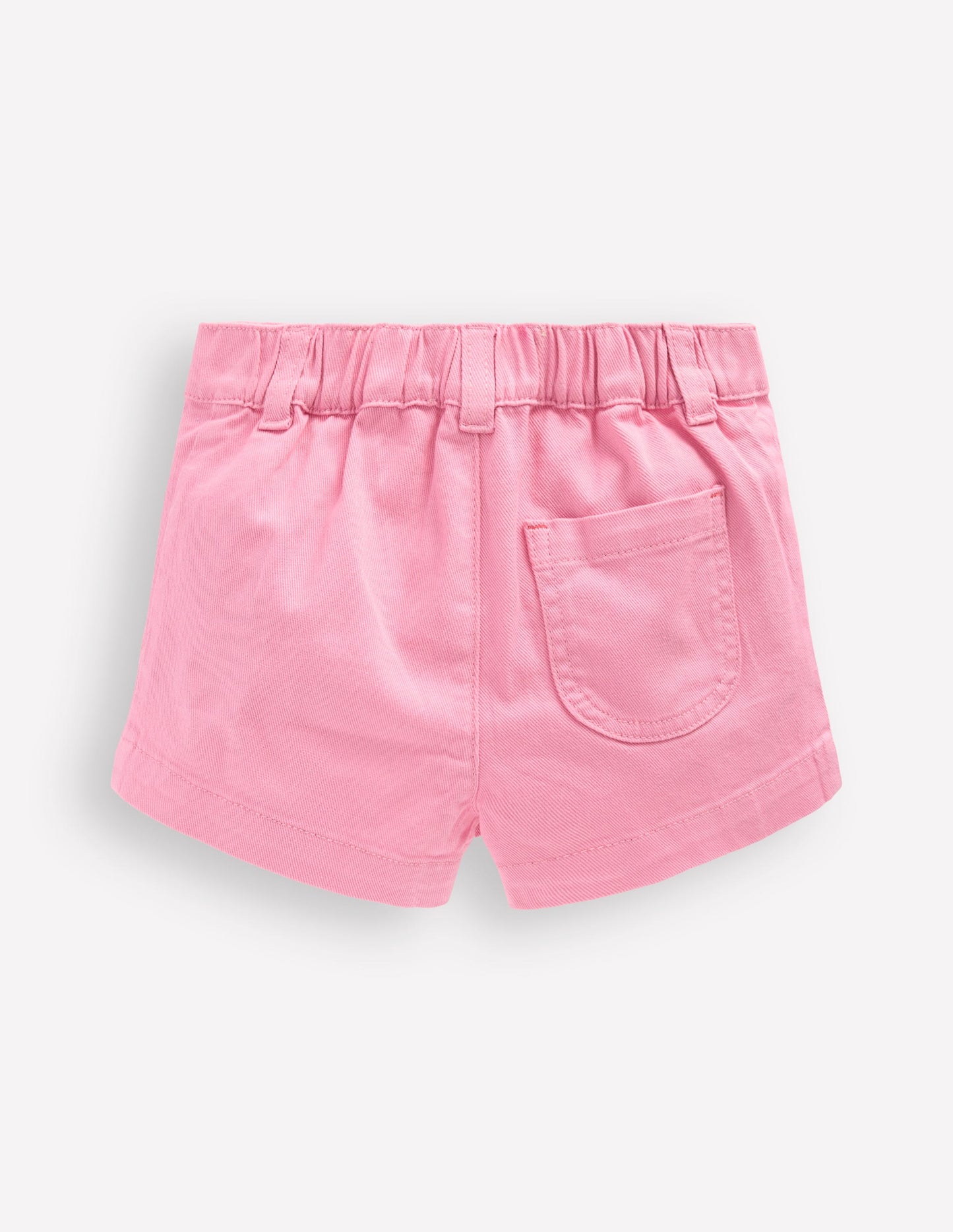 Patch Pocket Shorts-Pink Embroidered Denim