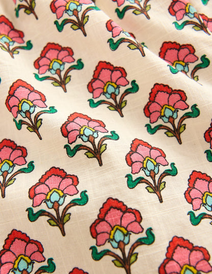 Frill Woven Shorts-Woodblock Ivory Floral-3