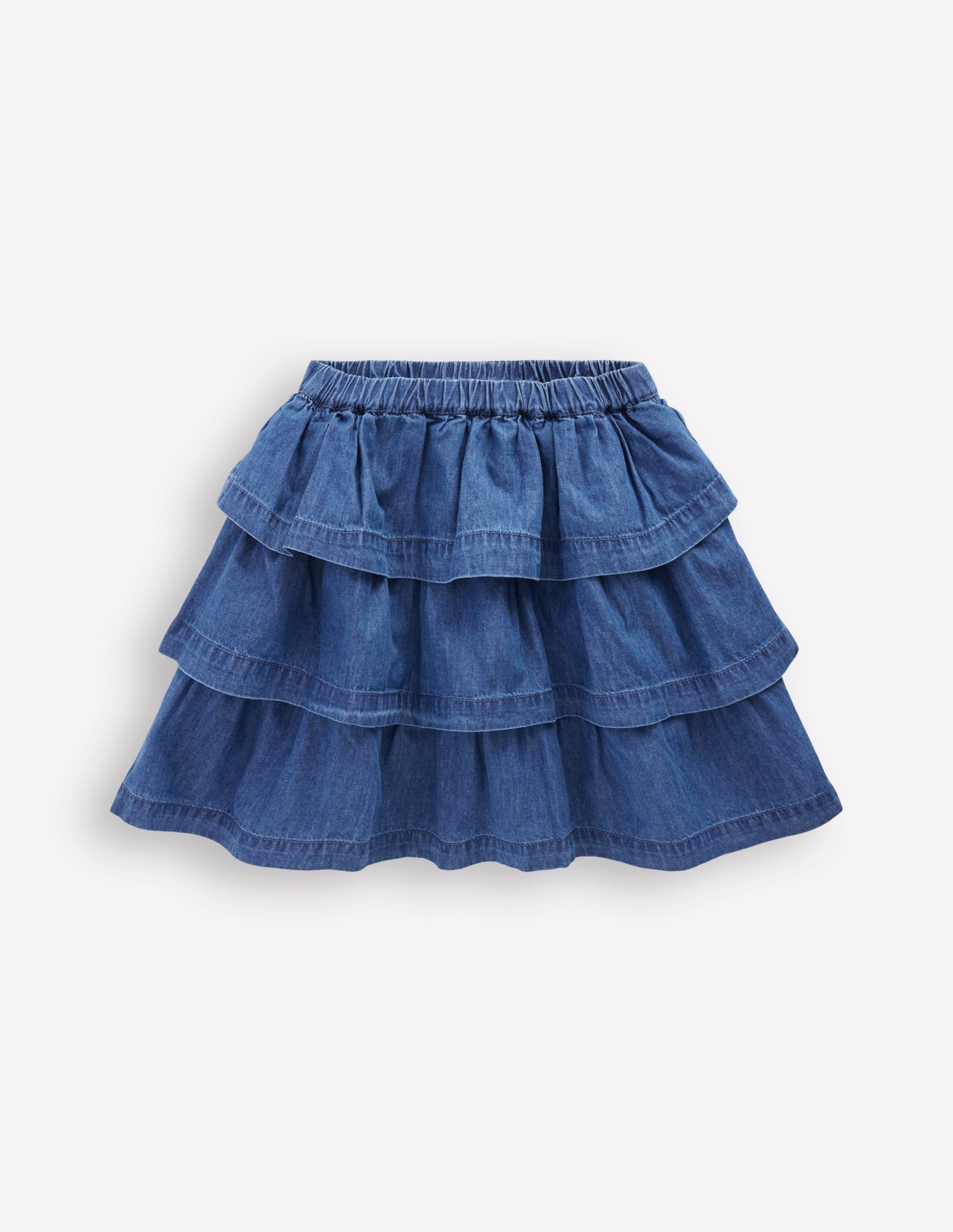 Ruffle Tiered Skirt-Mid Vintage Denim - Image 1