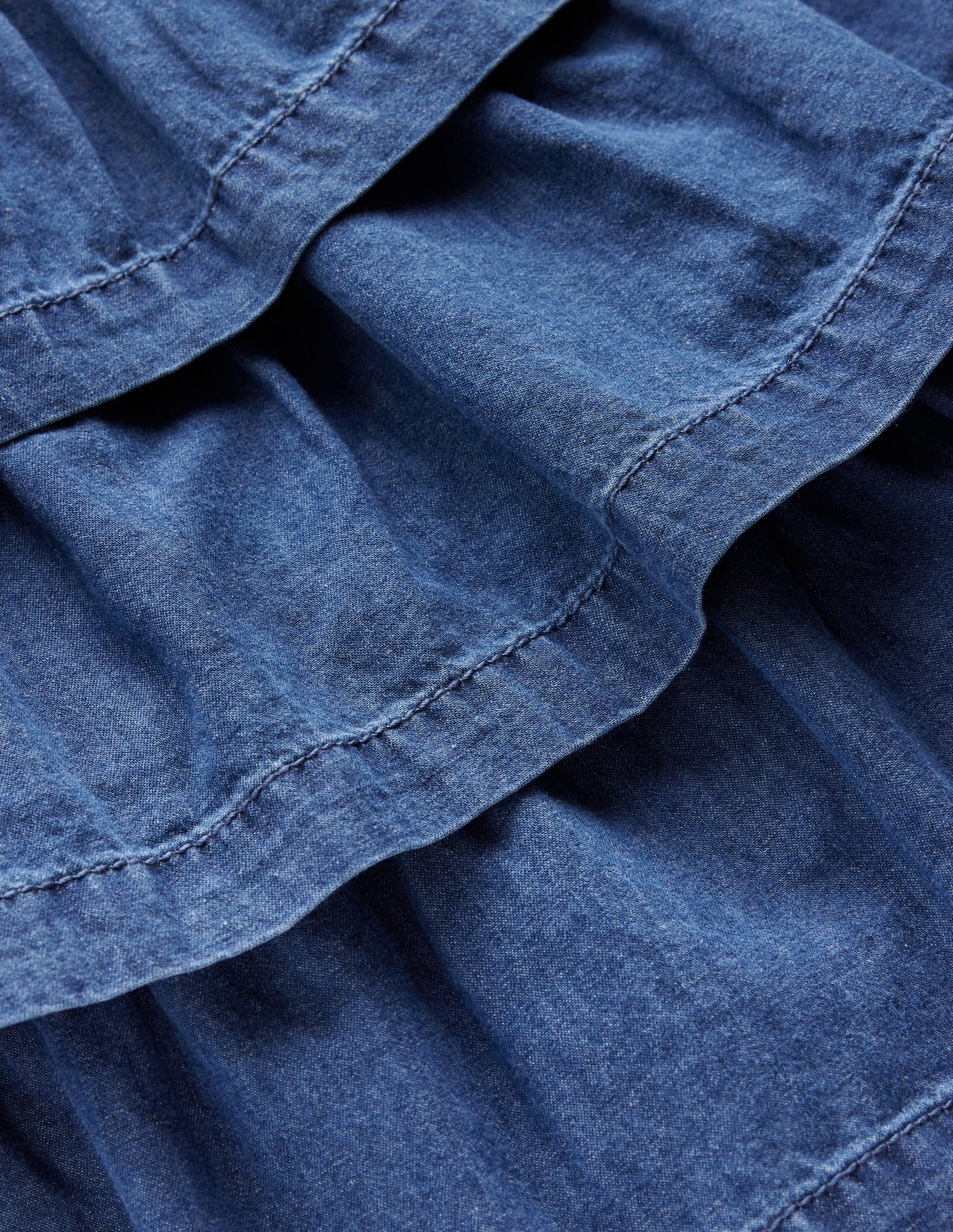 Ruffle Tiered Skirt-Mid Vintage Denim