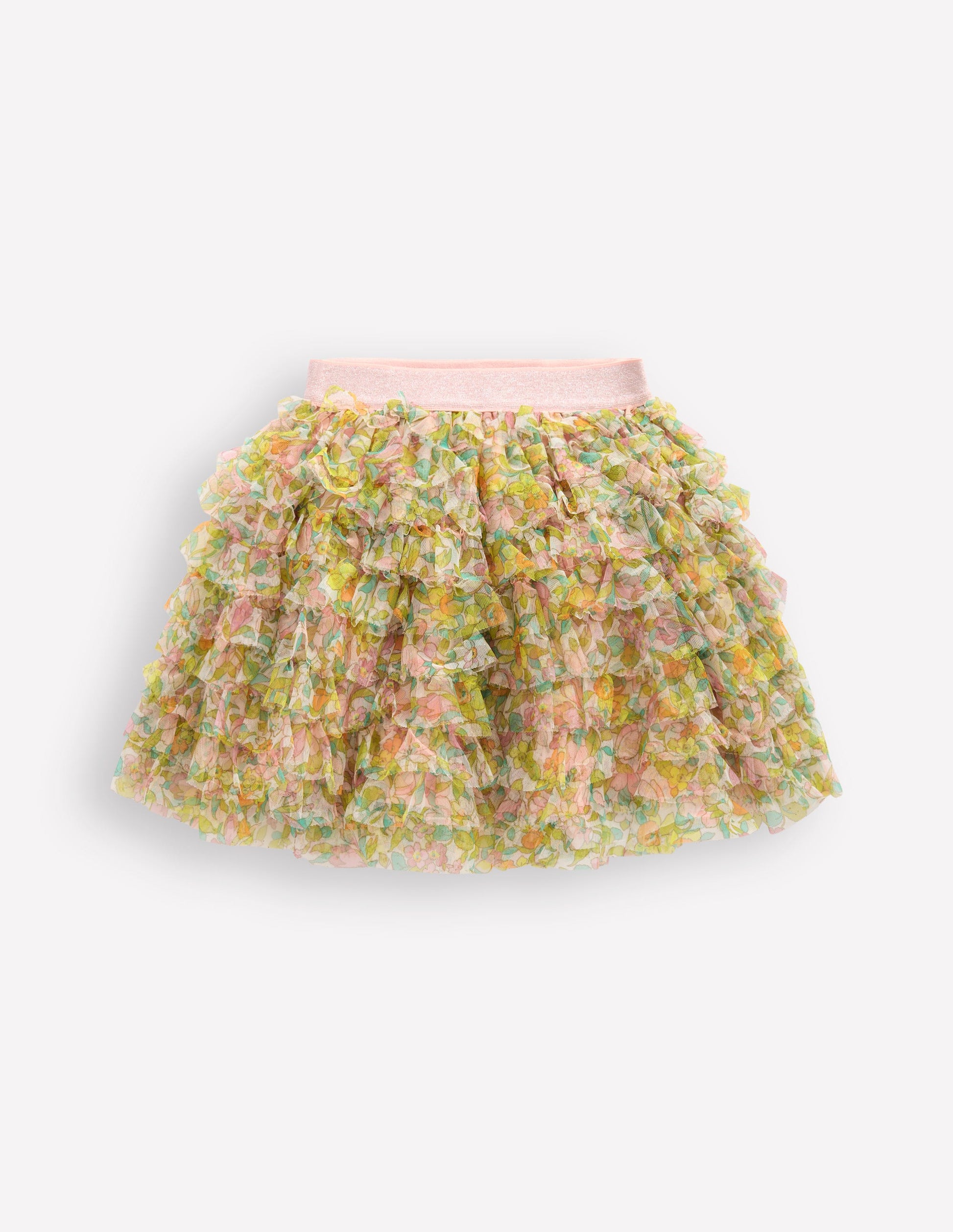 Tulle Ruffle Skirt-Soft Ivory Florabunda-1