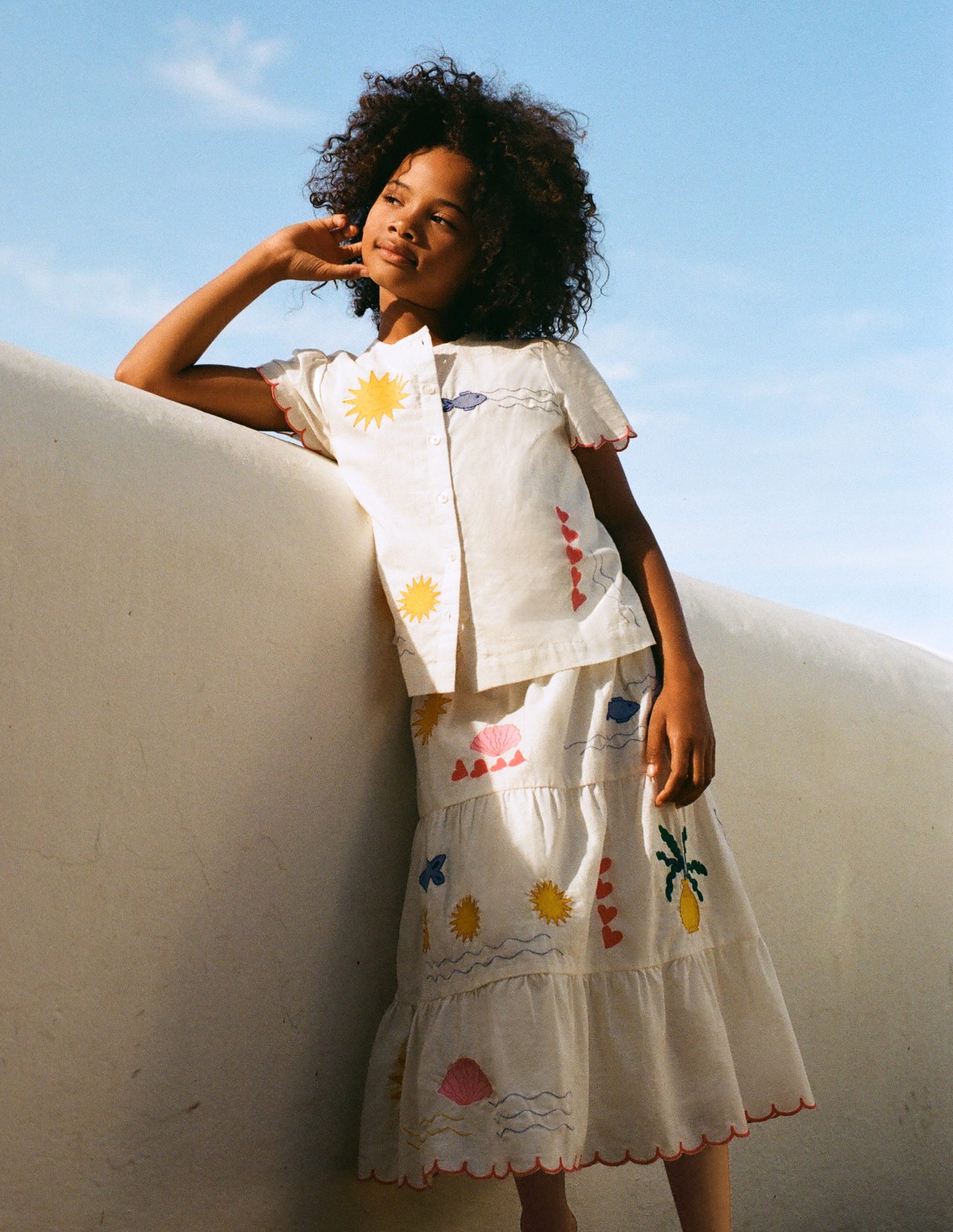 Midi Skirt-Ivory Embroidered-1