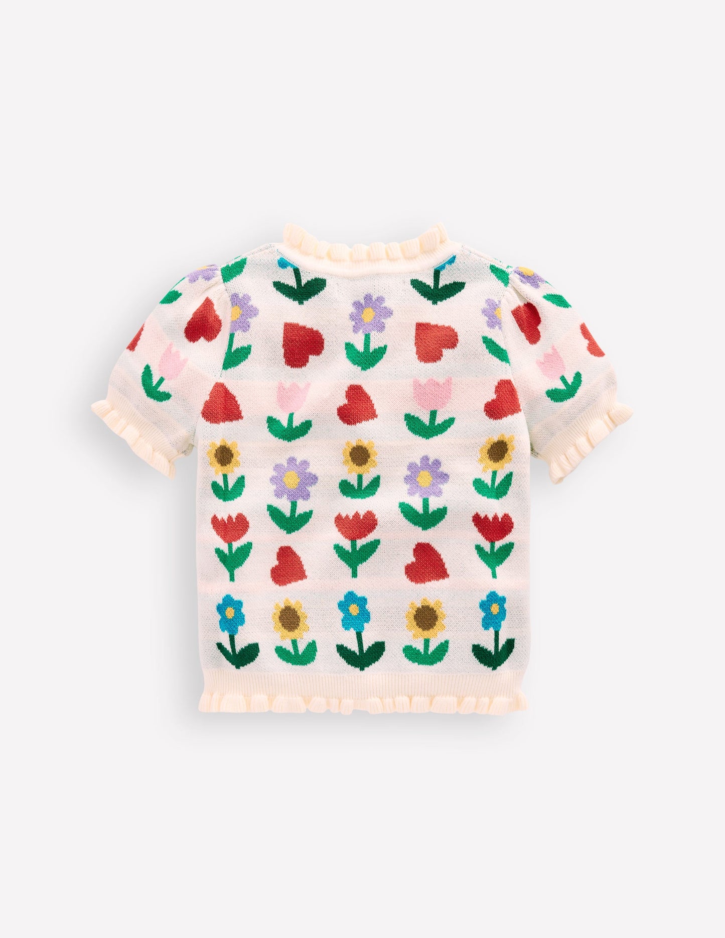 Frill Knitted Top-Ecru Marl Sunflower Garden