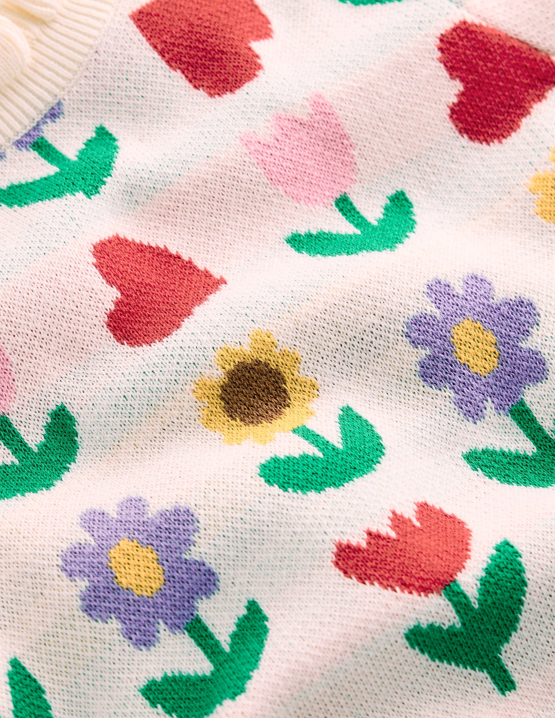 Frill Knitted Top-Ecru Marl Sunflower Garden-7