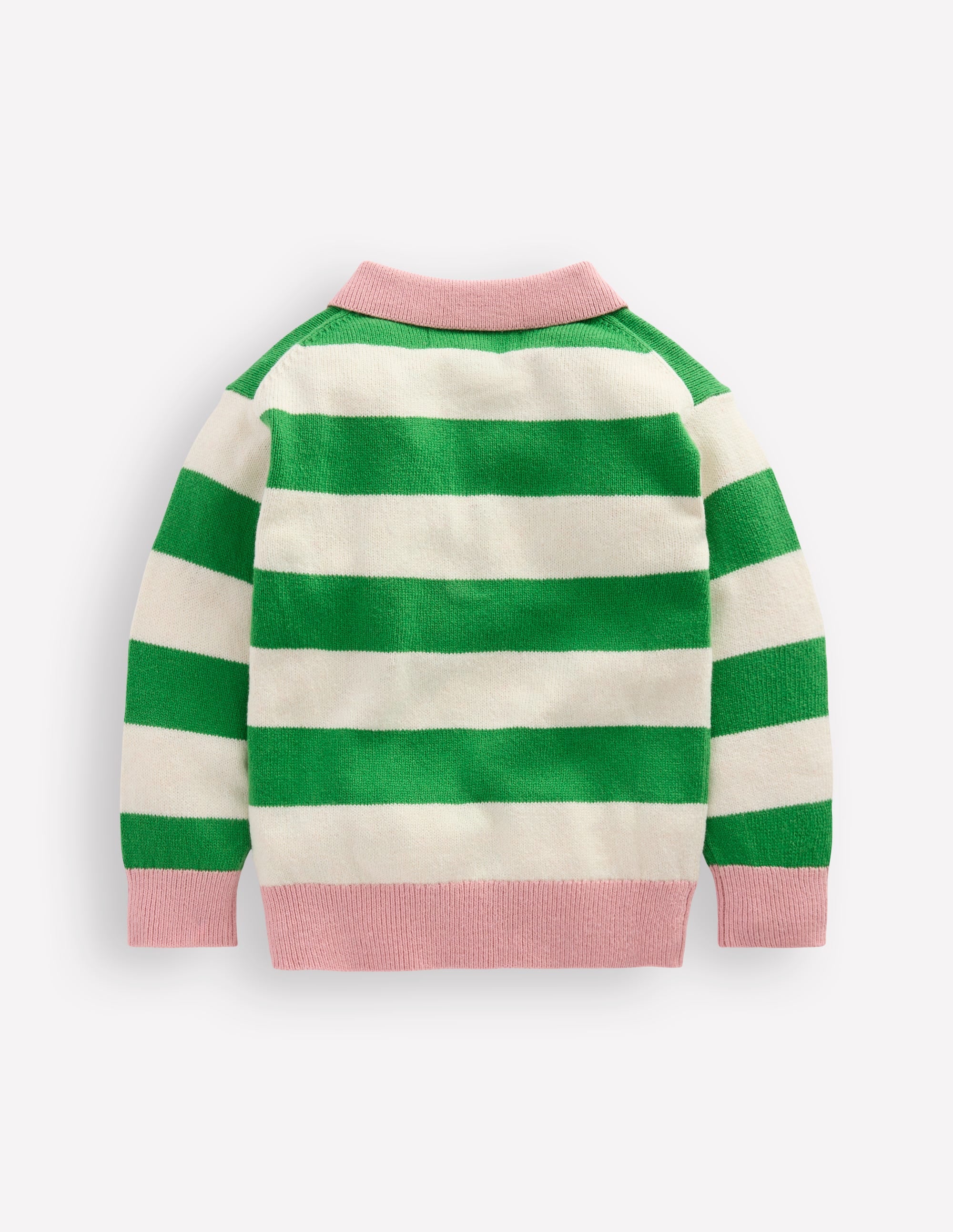 Knitted Rugby Jumper-Pea Green/Ecru Marl - Image 5