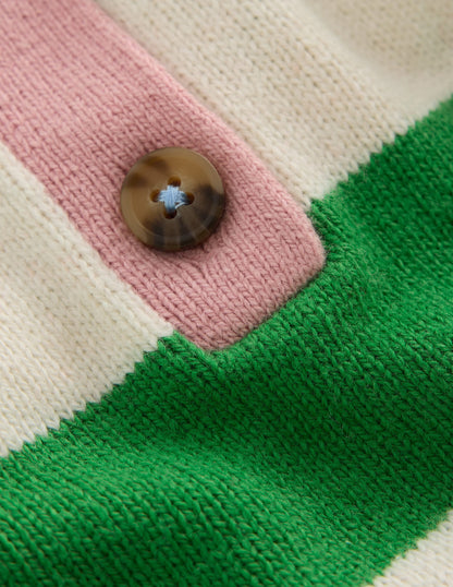 Knitted Rugby Jumper-Pea Green/Ecru Marl-7