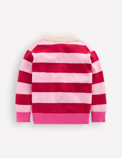 Knitted Rugby Jumper-Port/ Pink Stripe-6
