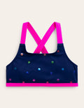 Cross-back Bikini Top-Rainbow Foil Confetti Spot